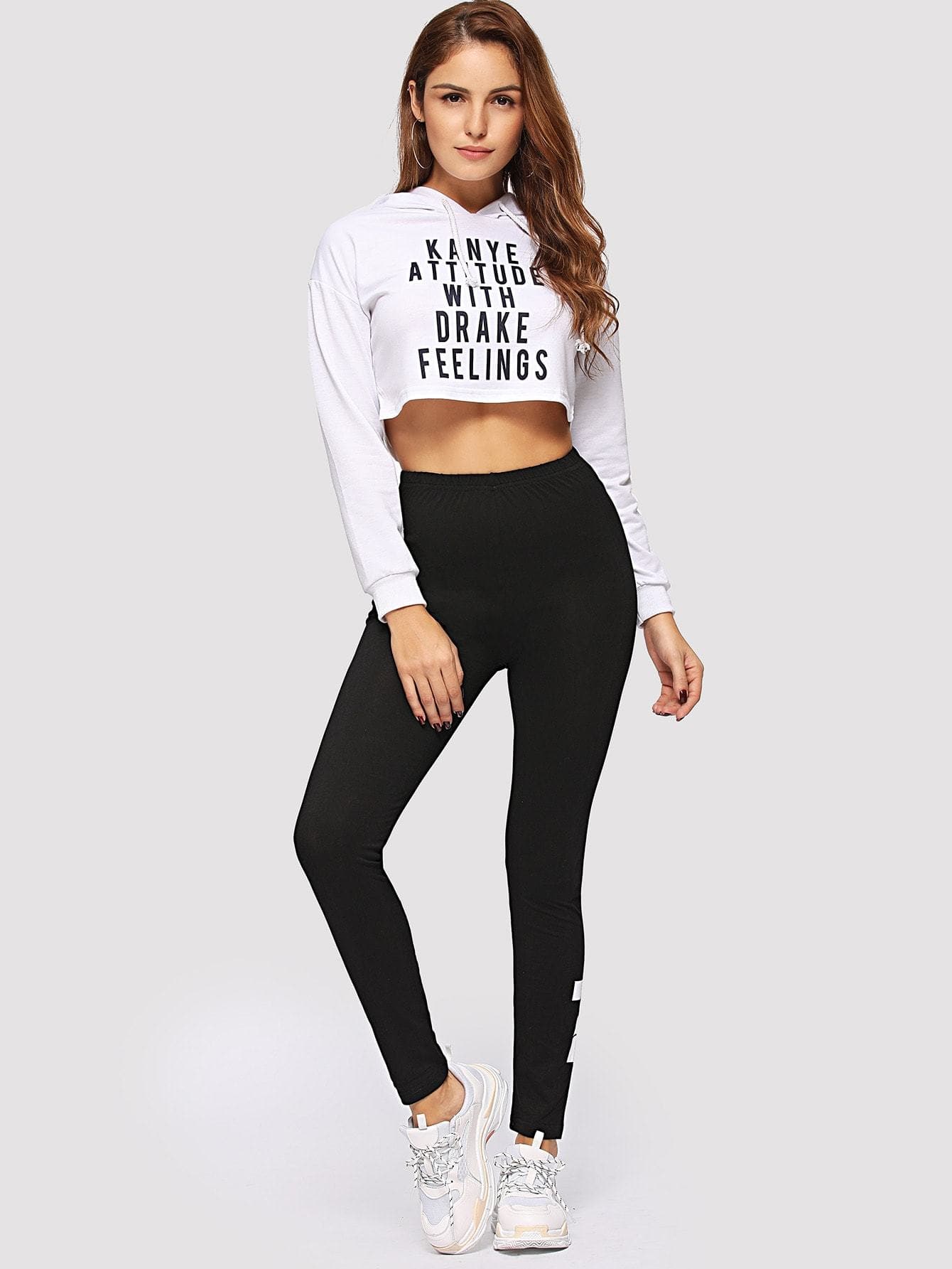 Black Letter Print Leggings