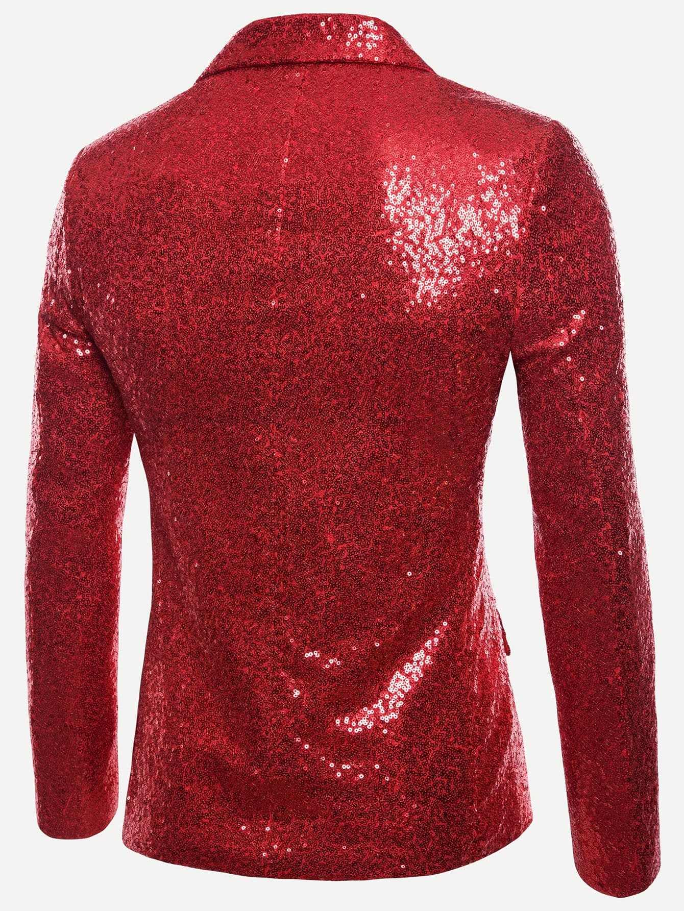 Regular Fit Notched Collar Contrast Placket Single Button Sequin Blazer
