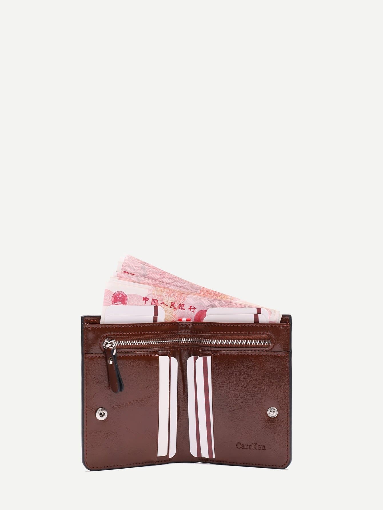 PU Leather Brown Minimalist Fold Over Wallet