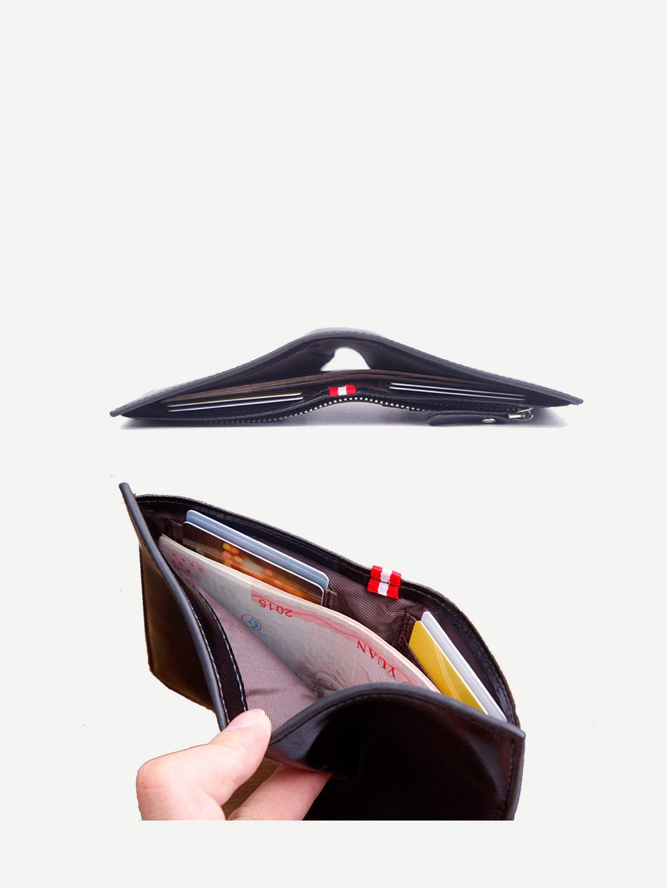 PU Leather Brown Minimalist Fold Over Wallet