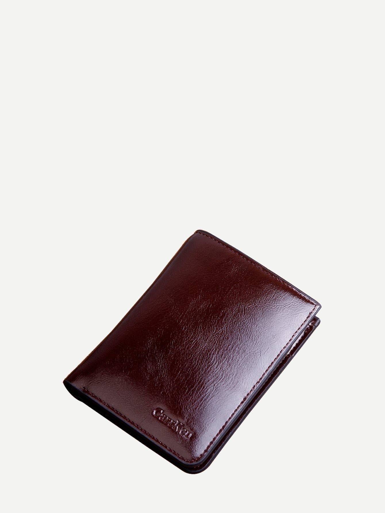 PU Leather Brown Minimalist Fold Over Wallet