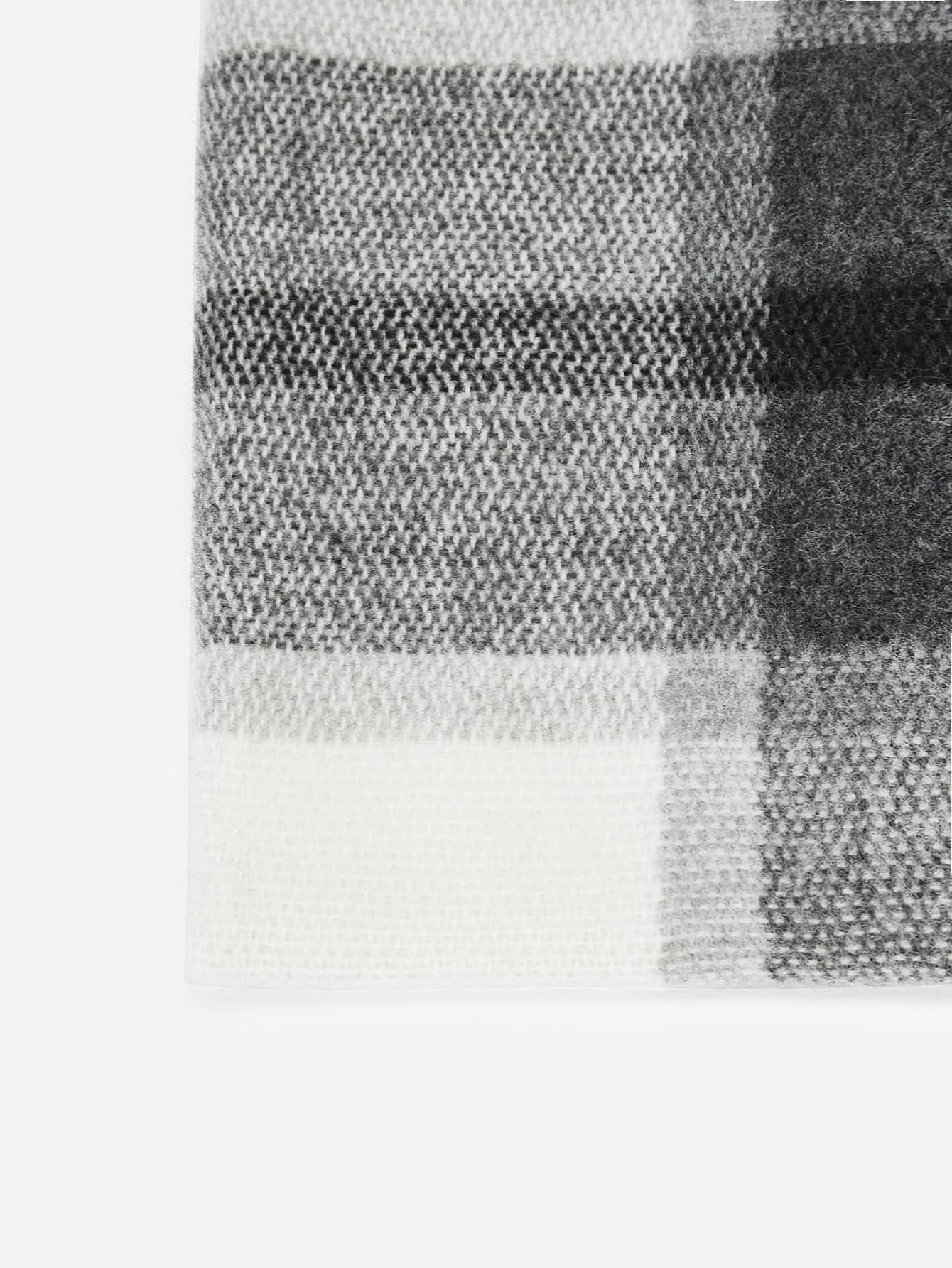 Frayed Trim Plaid Multicolor Scarf