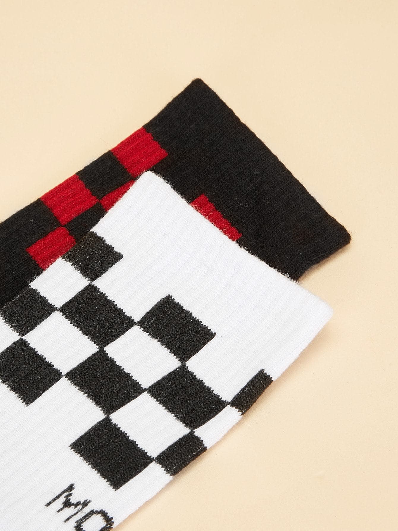 Black and White Plaid Pattern Socks 2pairs