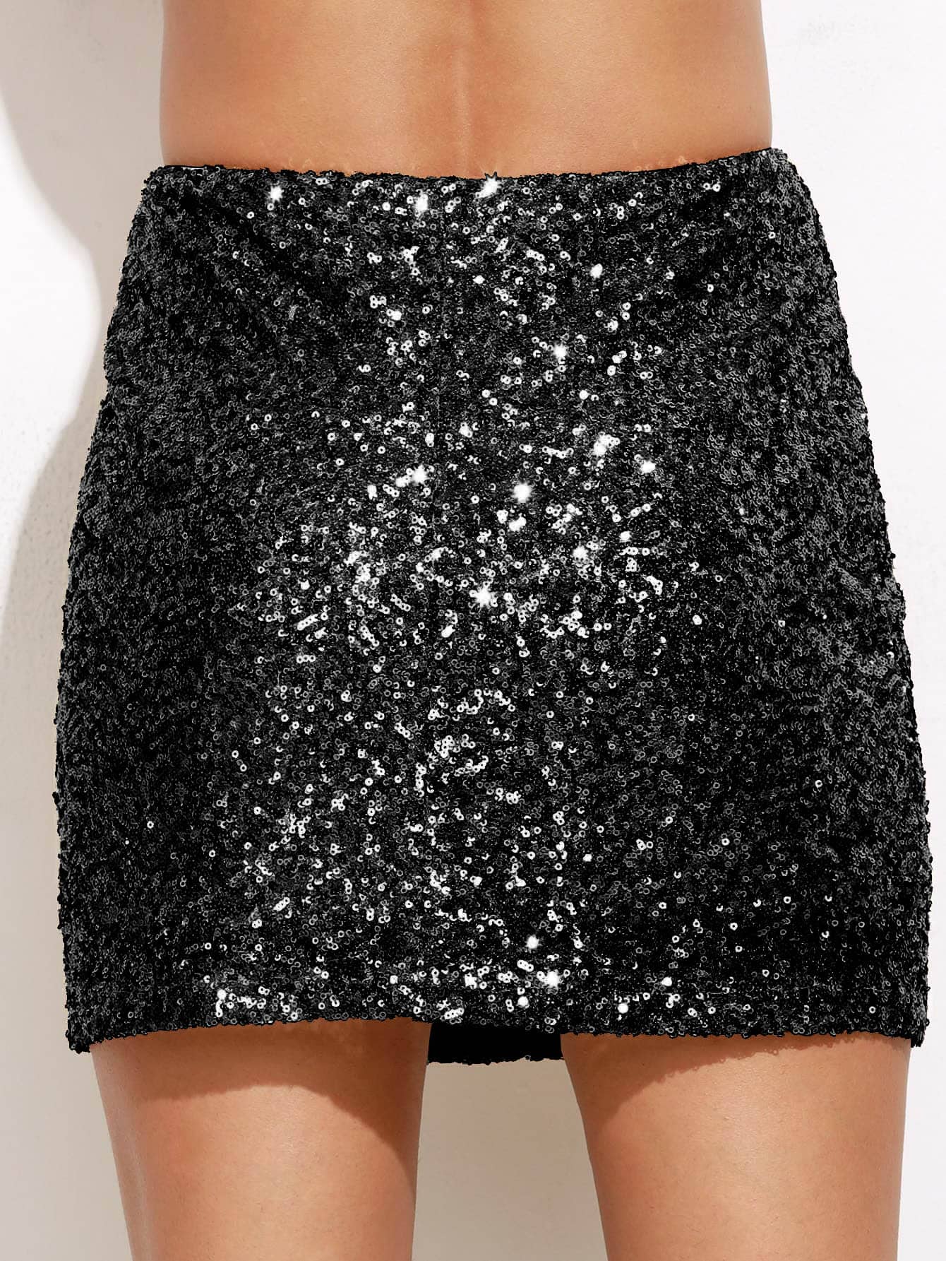 High Waist Metallic Sequin Skirt