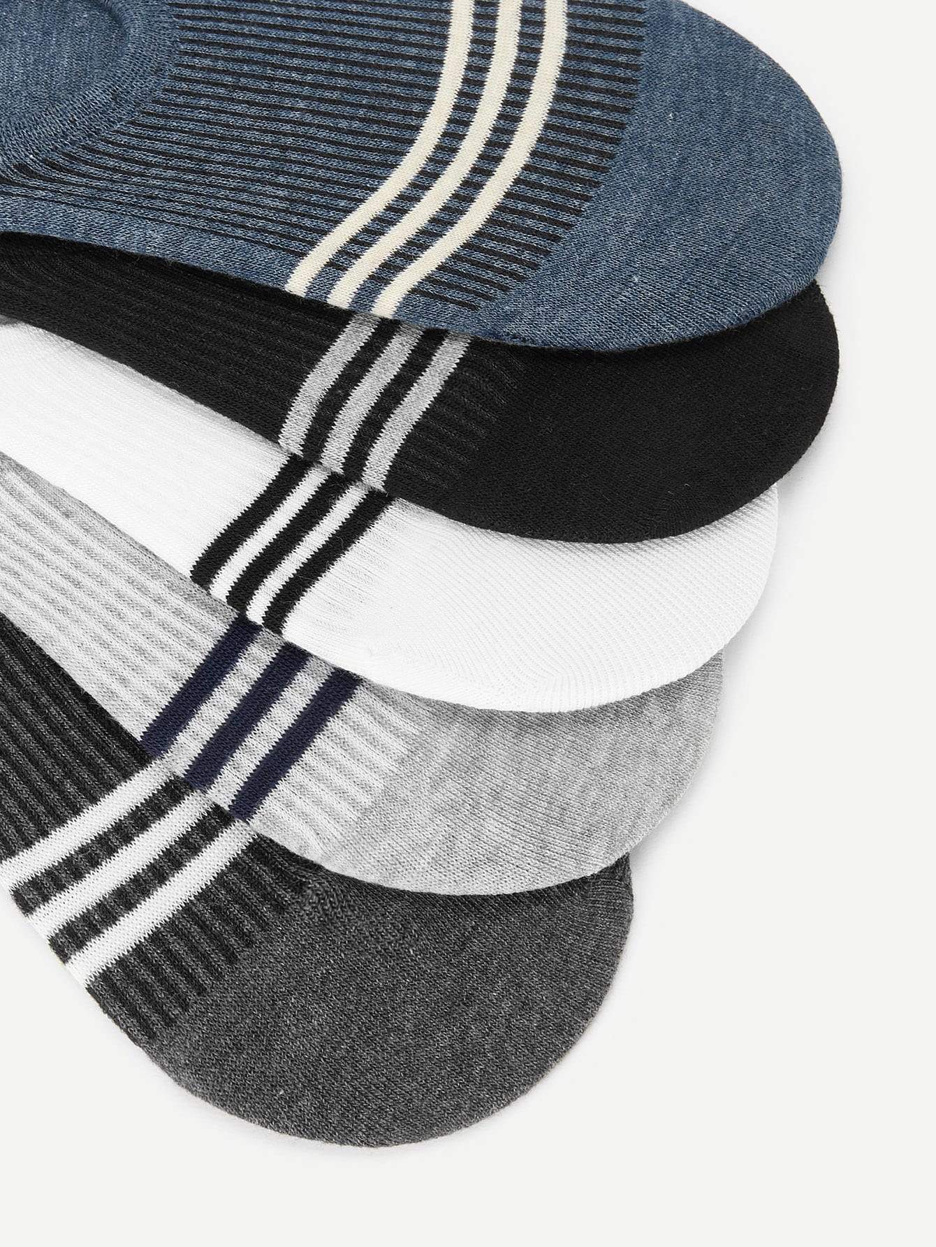 Cotton Striped Invisible Socks 5pairs