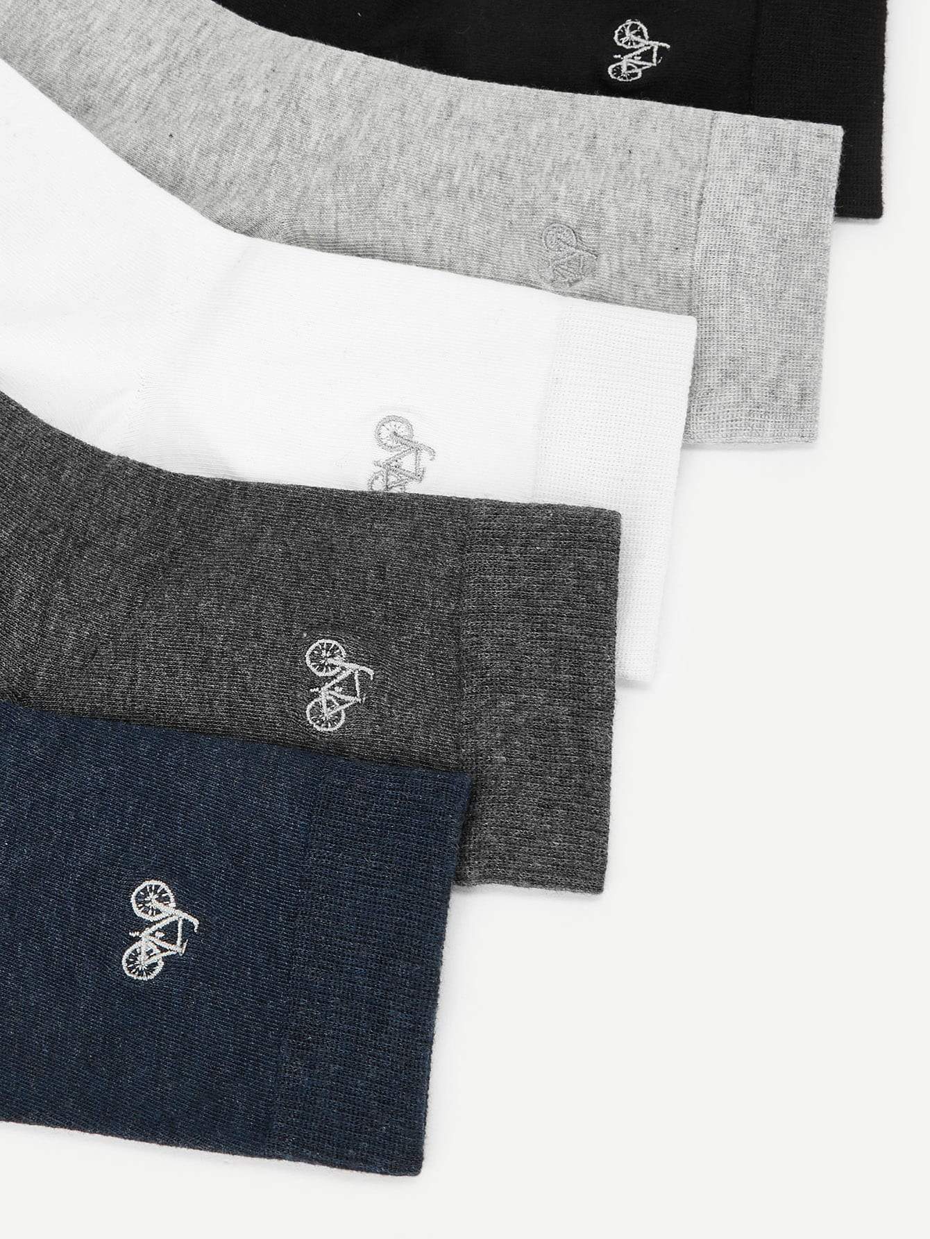 Cotton Bike Embroidery Socks 5pairs