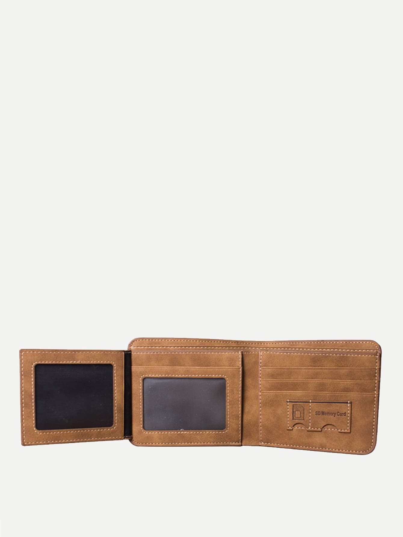 PU Leather Brown Mini Fold Over Wallet With Card Holder