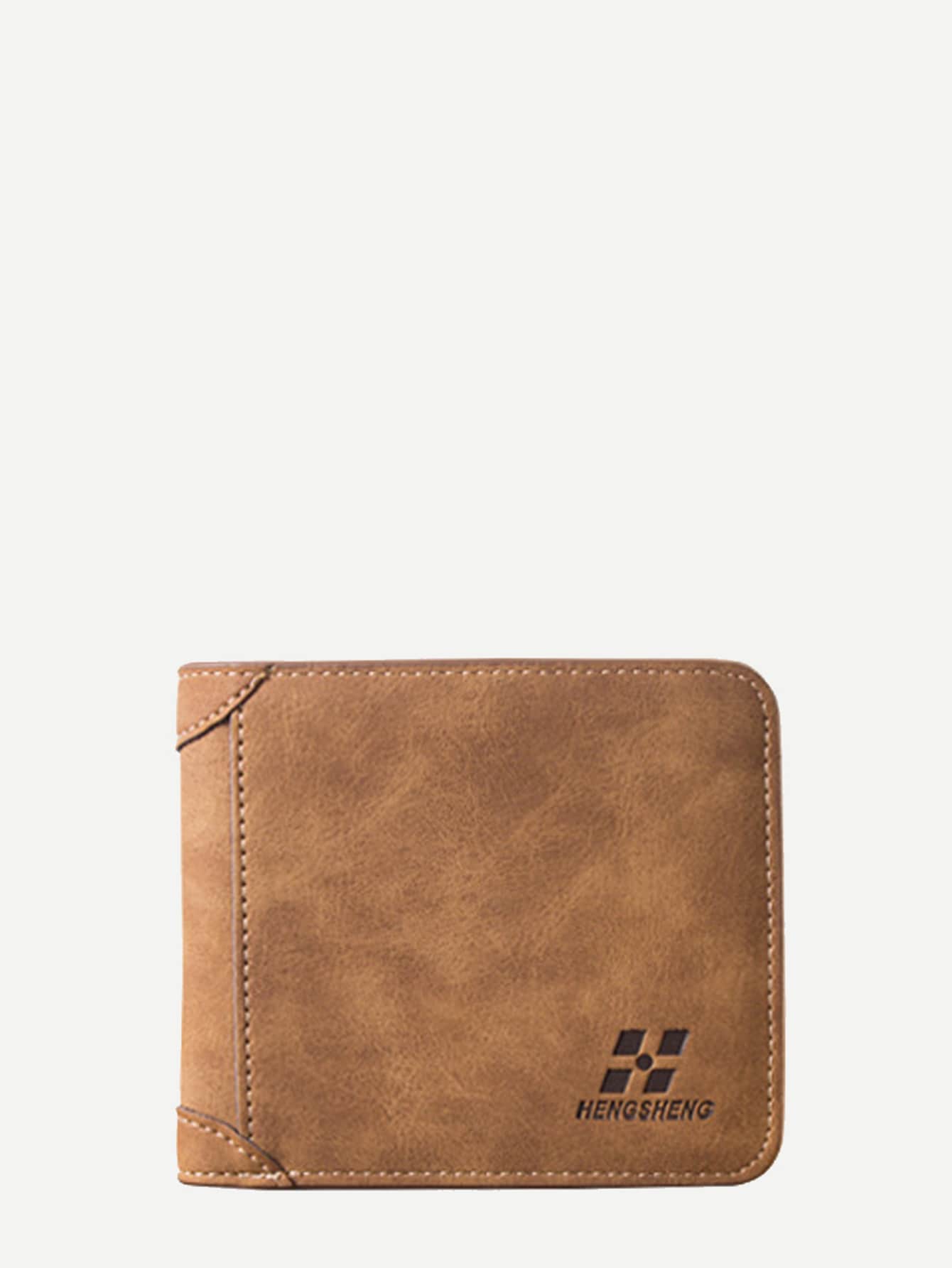 PU Leather Brown Mini Fold Over Wallet With Card Holder