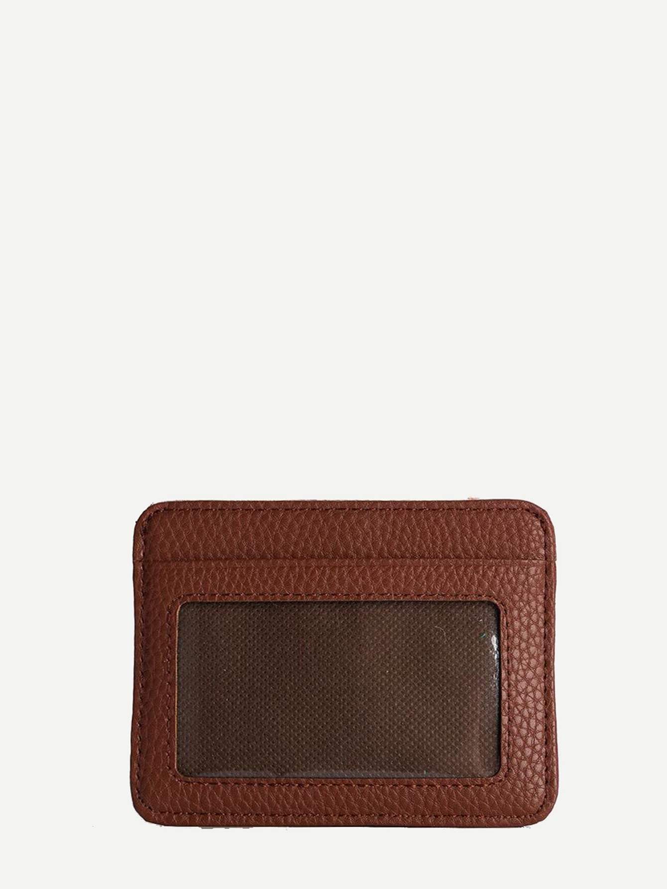 PU Leather Coffee Textured Detail Solid Wallet