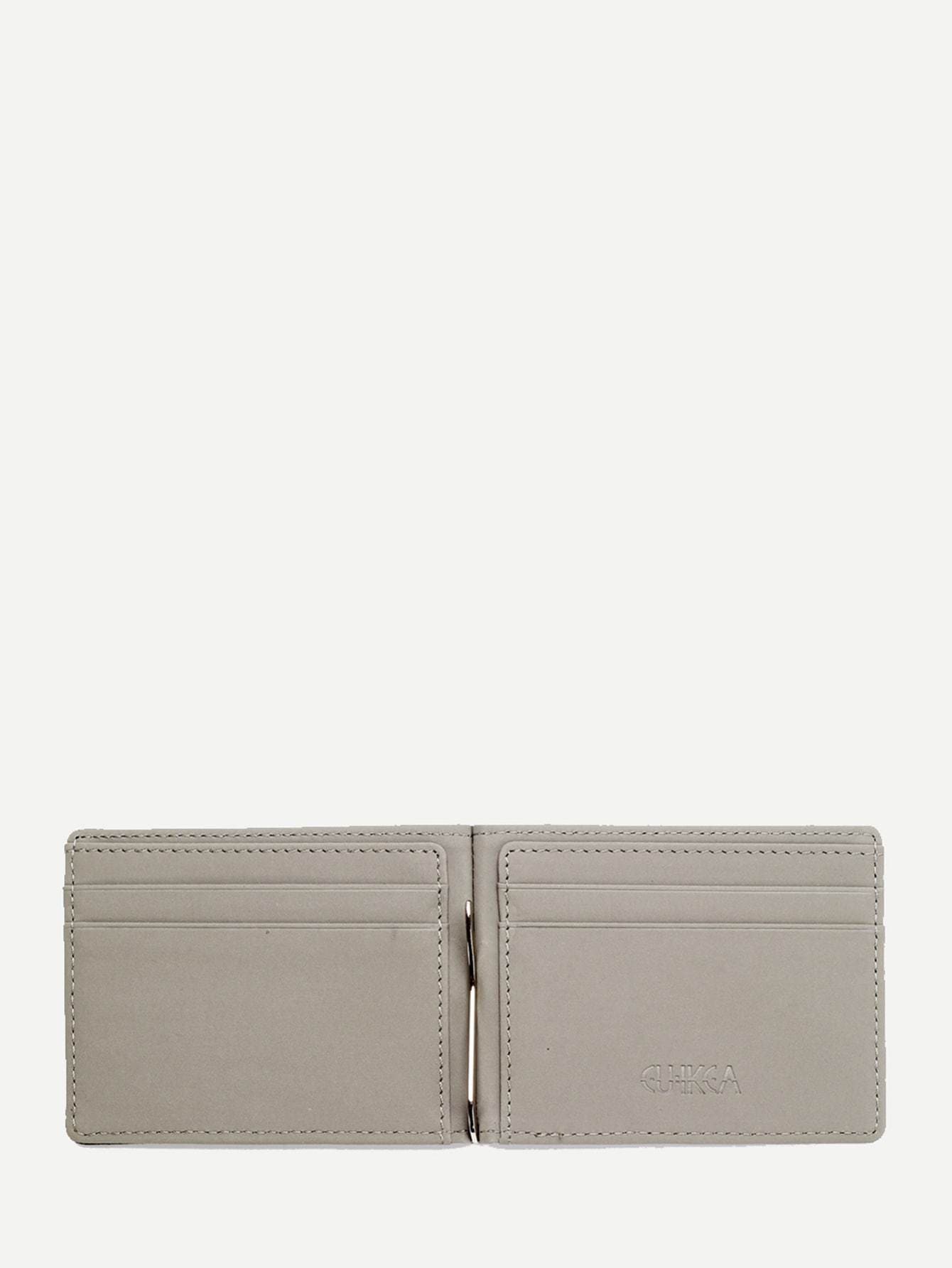 PU Leather Grey Fold Over Wallet With Card Holder