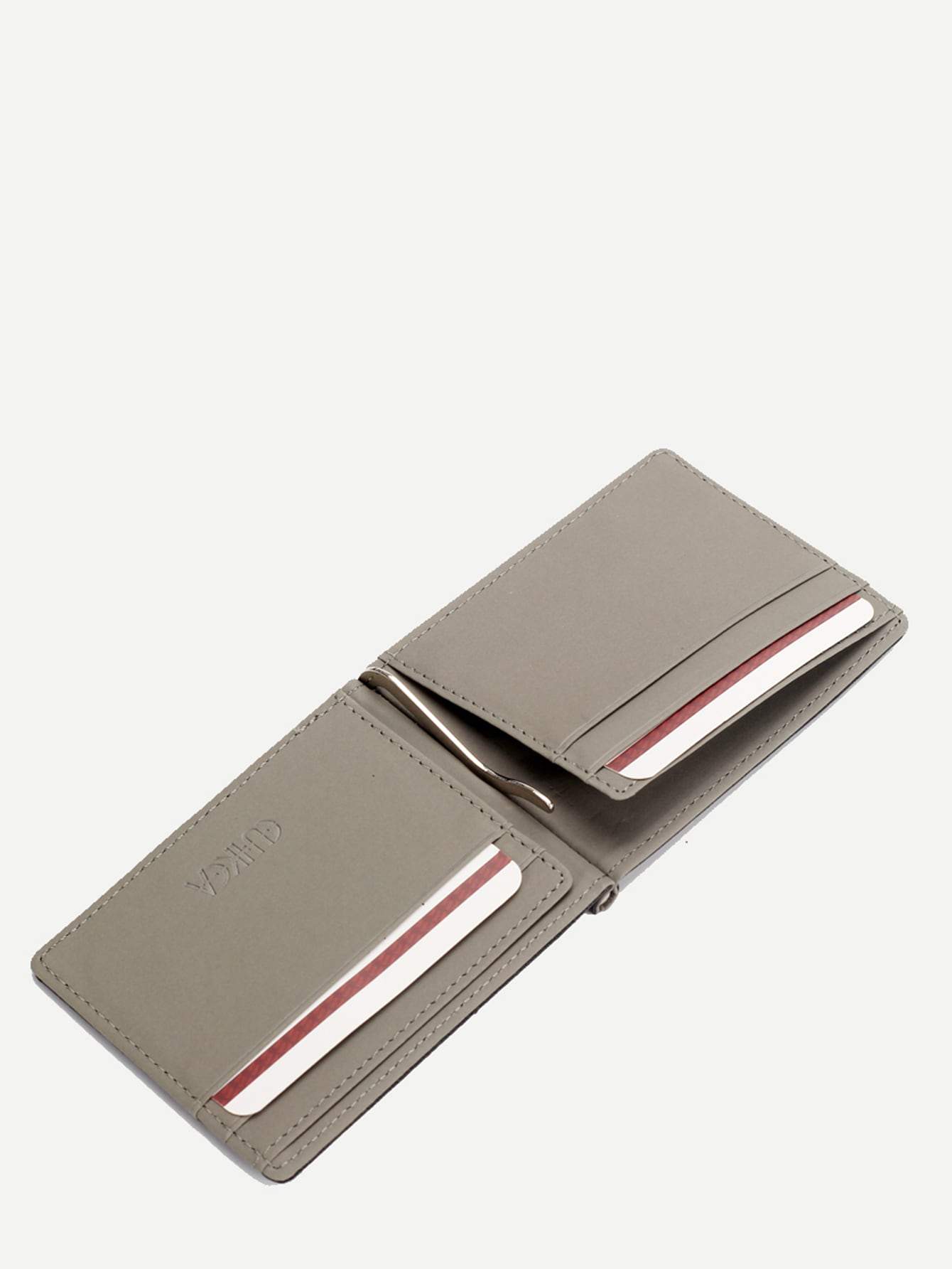 PU Leather Grey Fold Over Wallet With Card Holder