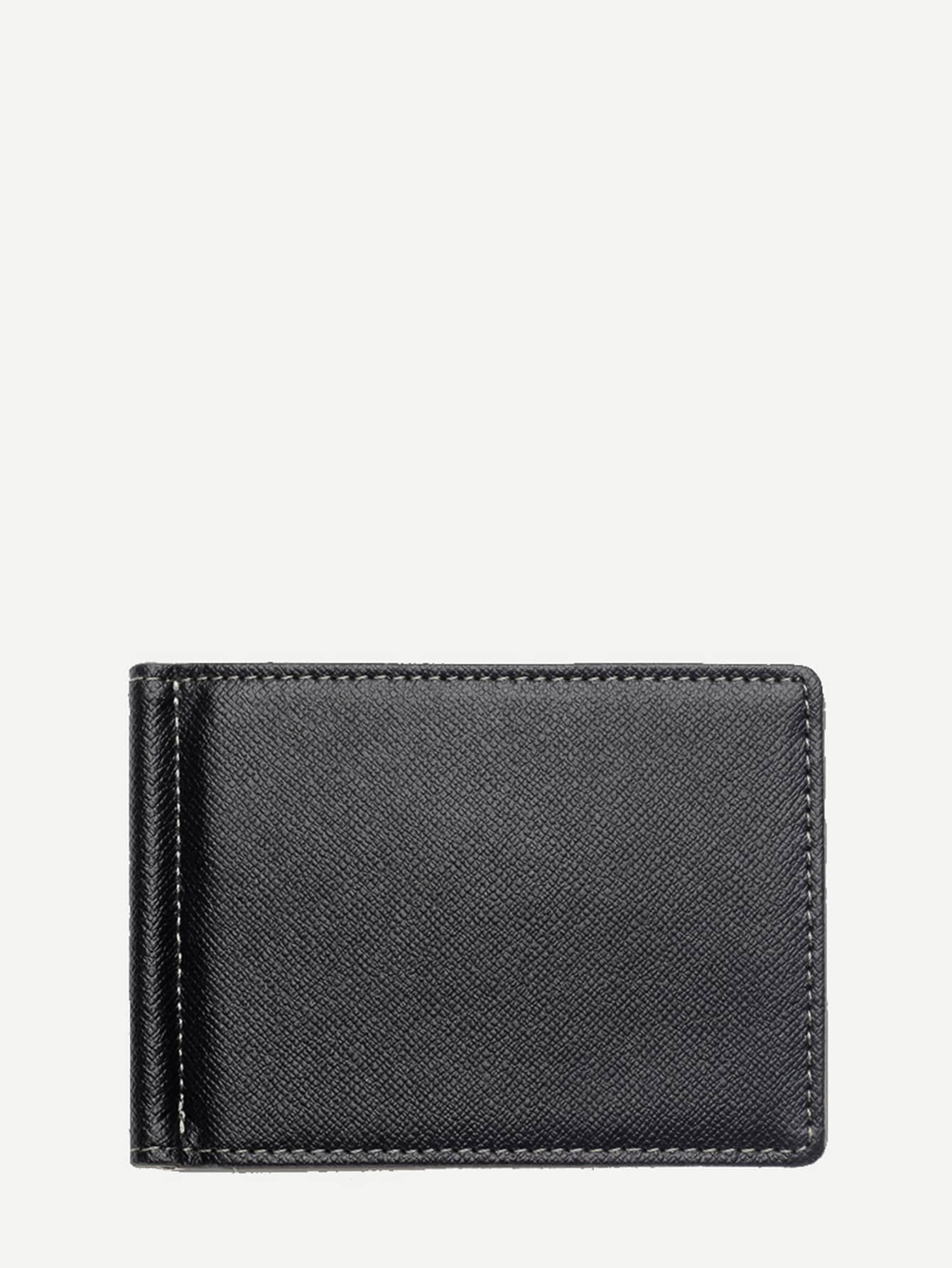 PU Leather Grey Fold Over Wallet With Card Holder