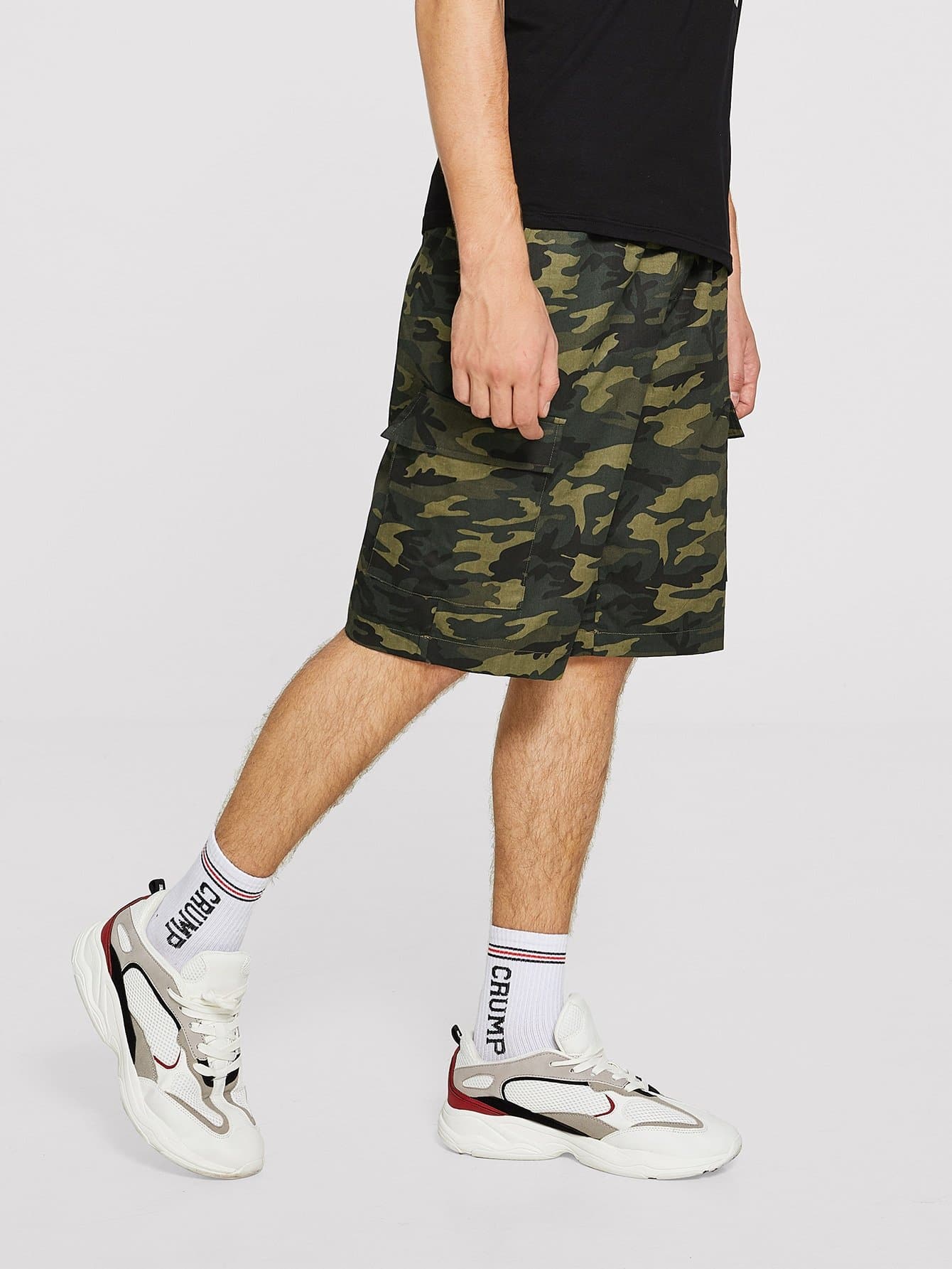 100% Cotton Drawstring Waist Multi-pocket Camouflage Shorts