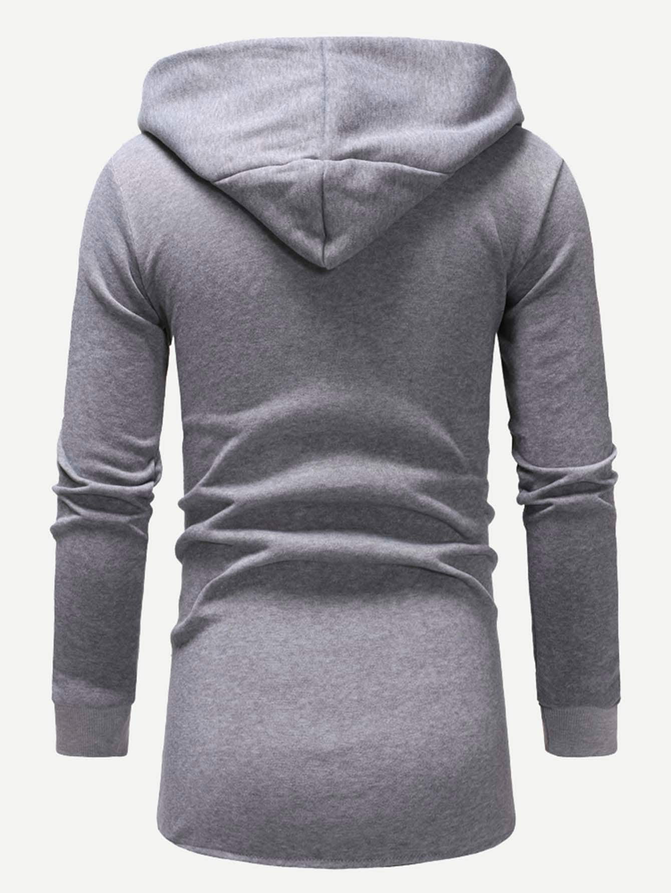 Grey Long Sleeve Letter Print Open Front Hoodie