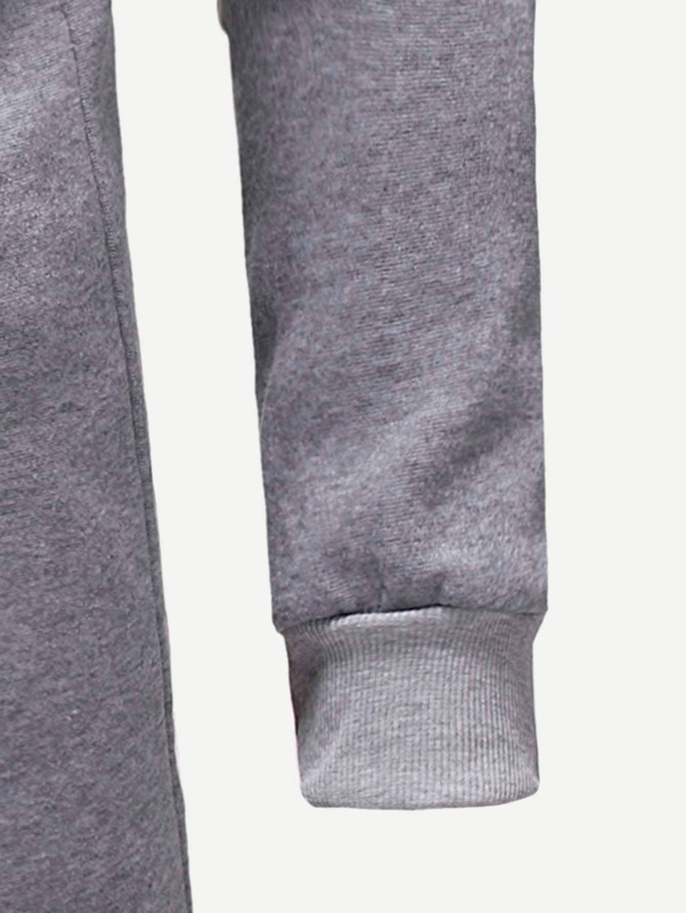 Grey Long Sleeve Letter Print Open Front Hoodie