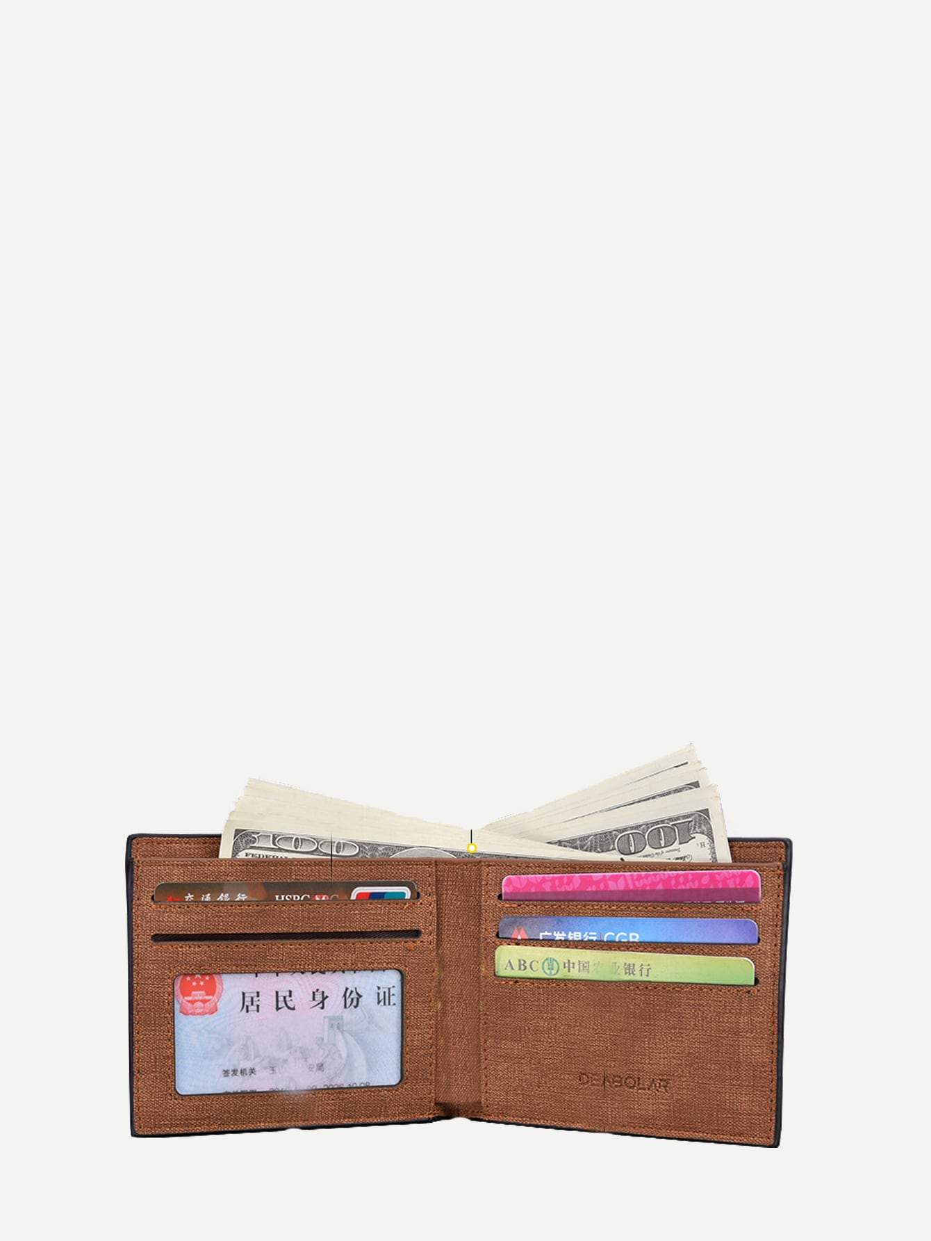 Brown PU Leather Fold Over Solid Wallet