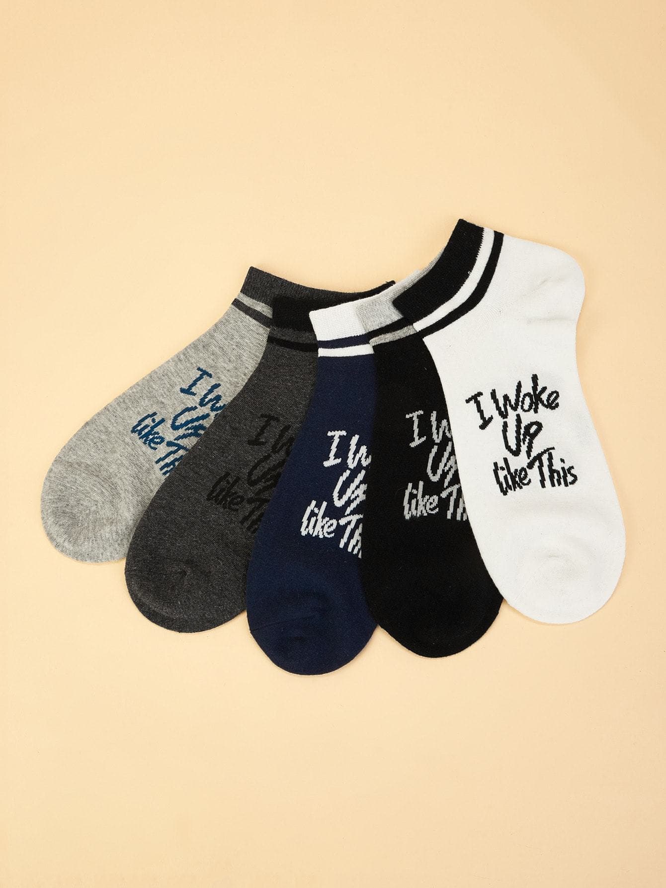 Slogan Pattern Socks 5pairs