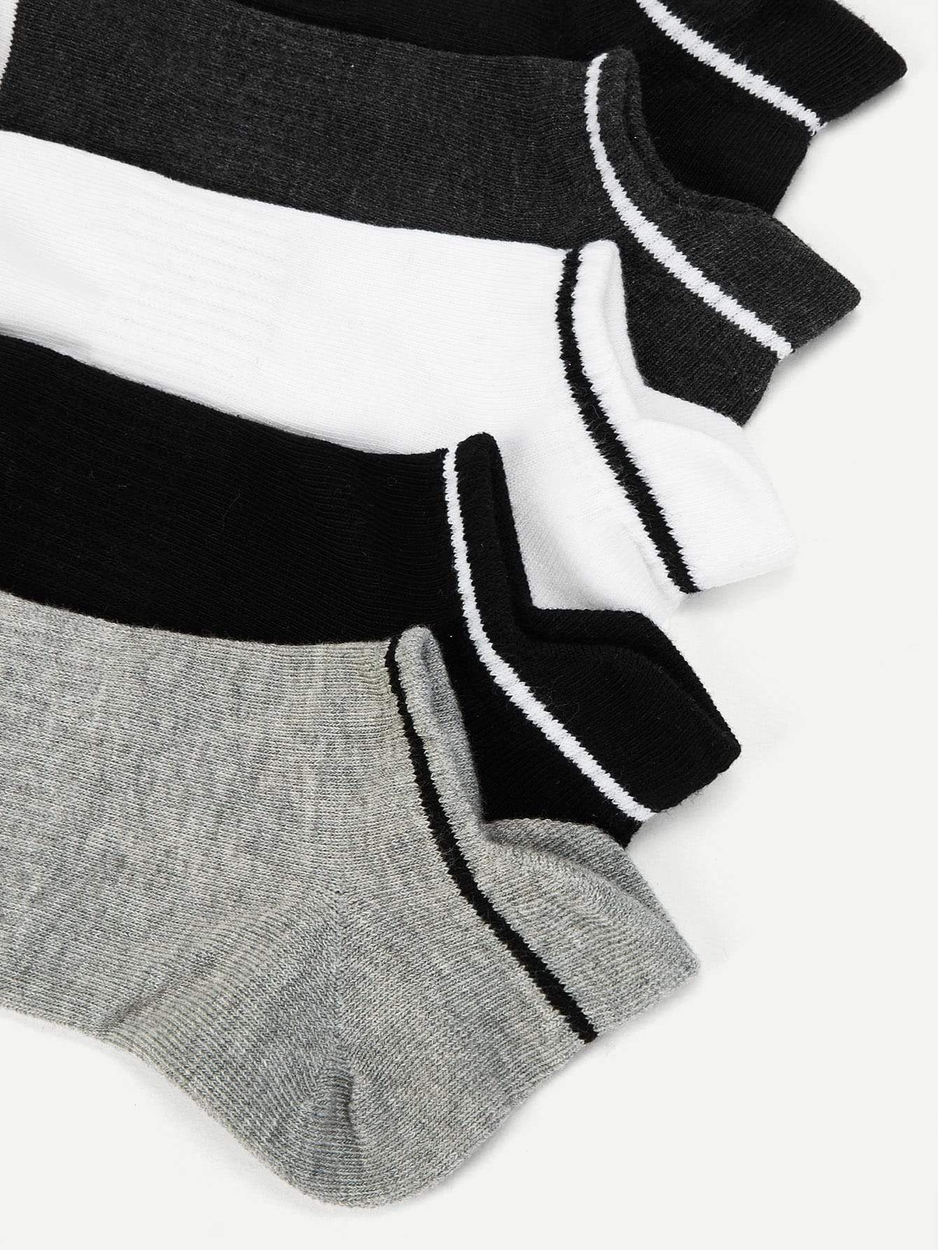 Contrast Trim Socks 5pairs