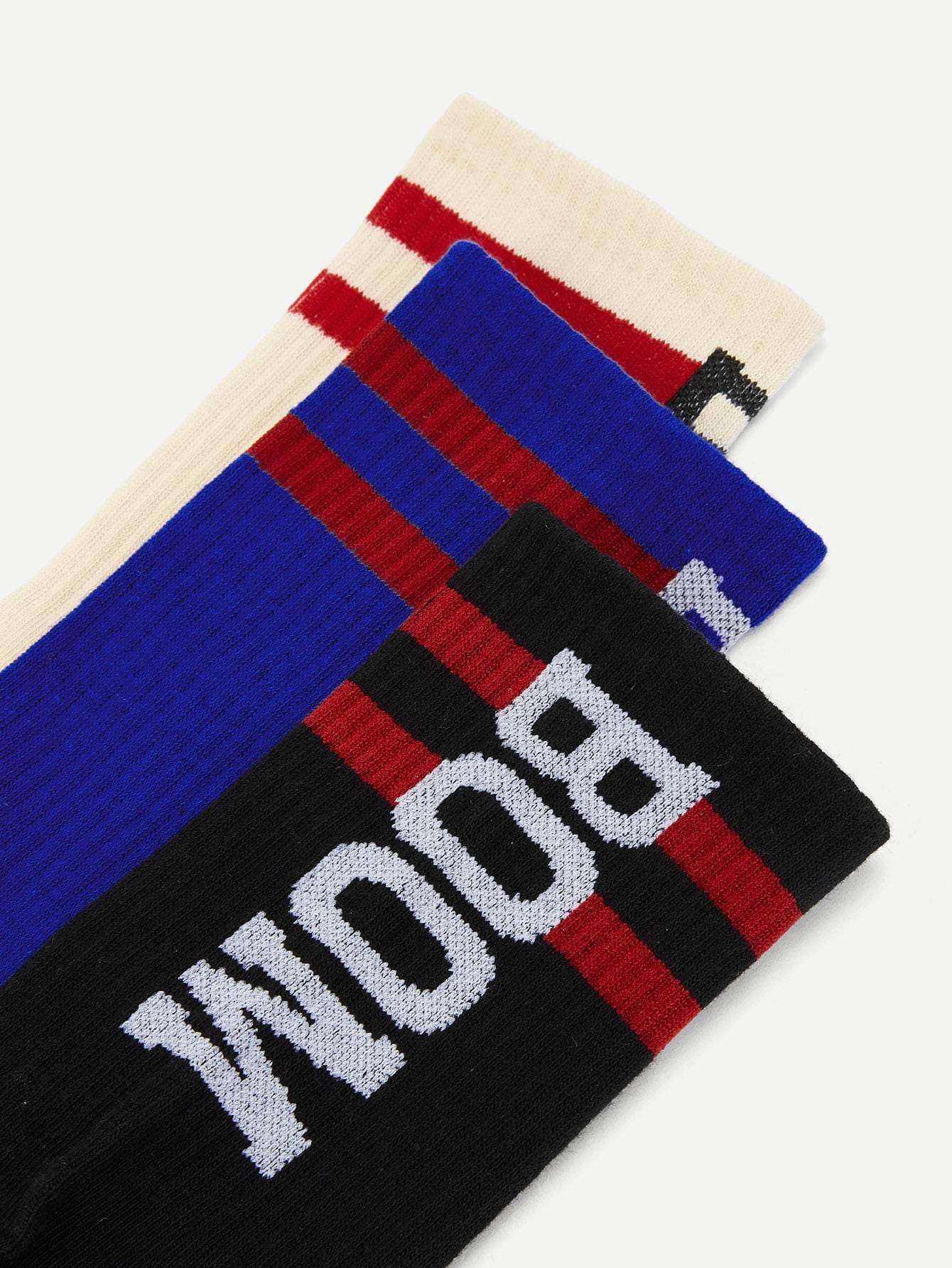 Letter Pattern Socks 3pairs