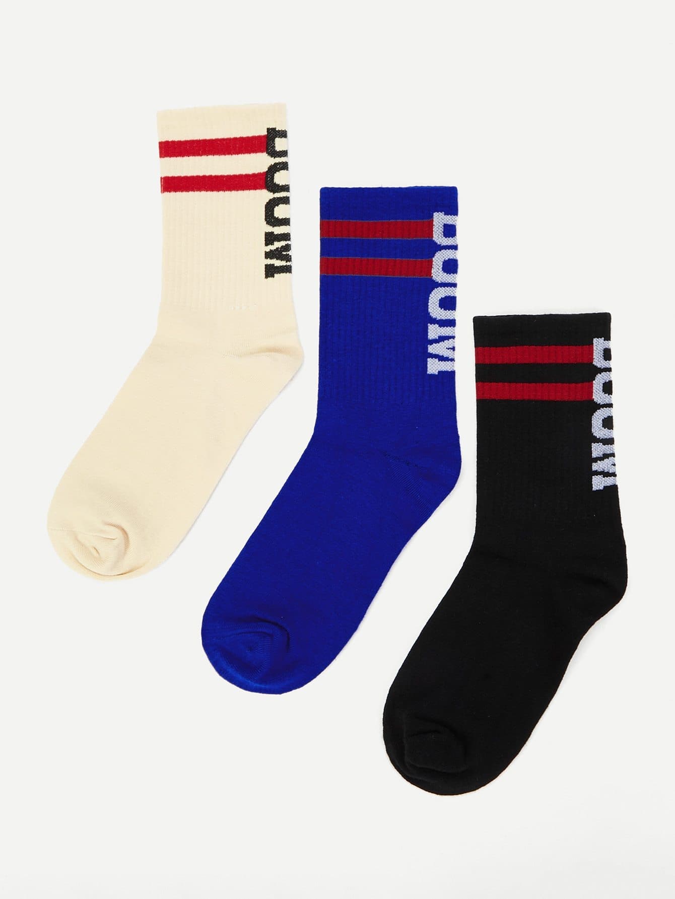 Letter Pattern Socks 3pairs