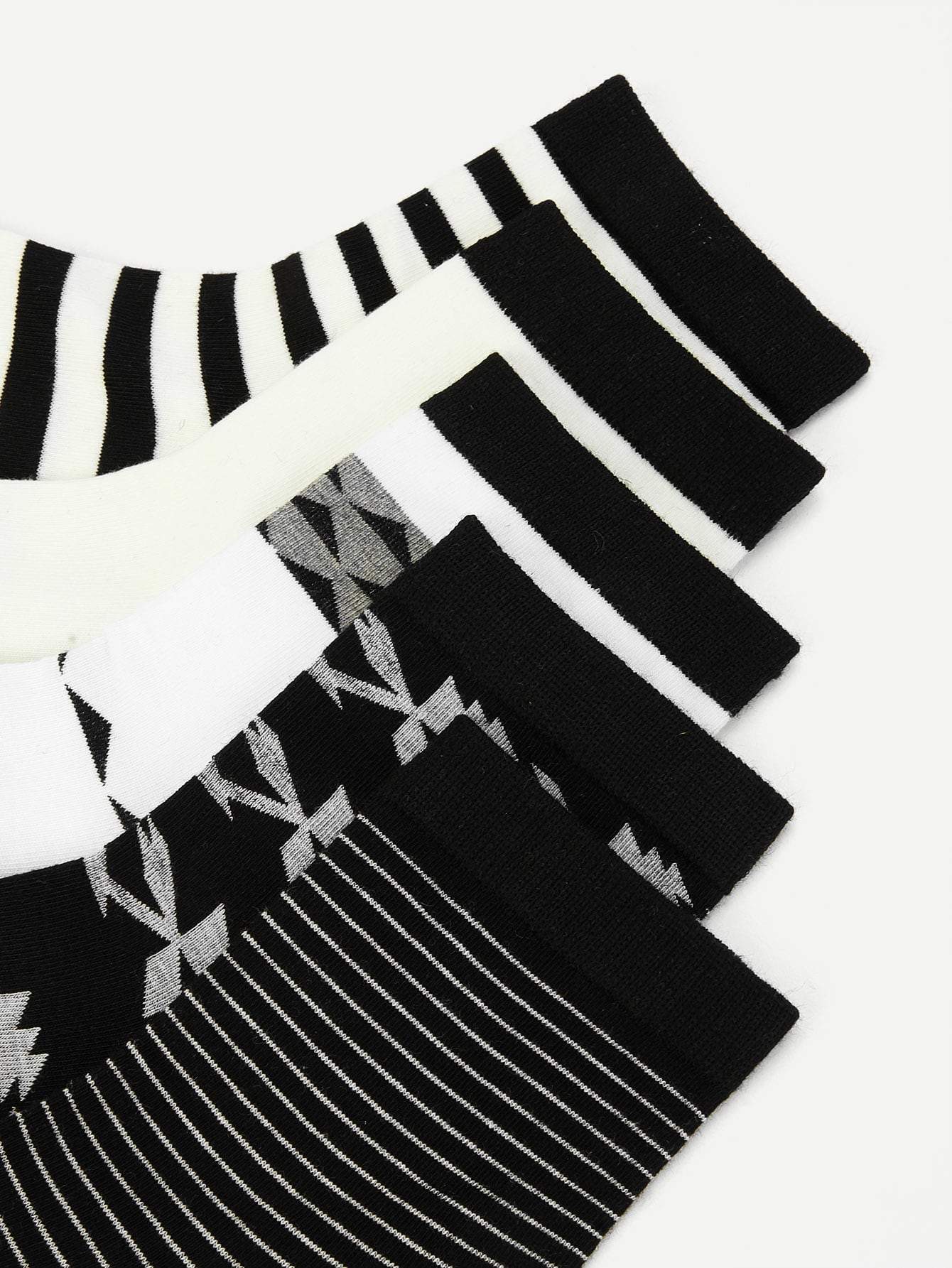 Geometric & Stripe Pattern Socks 5pairs