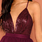Sequin Detail Mesh 100% Polyester Sleeveless Halter Dress