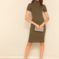 Army Green High Neck Rib-knit Fitted Tee & Skirt Set