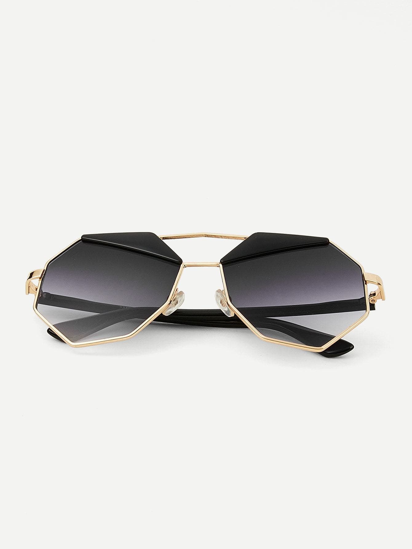 Grey Polygon Frame Double Bridge Sunglasses