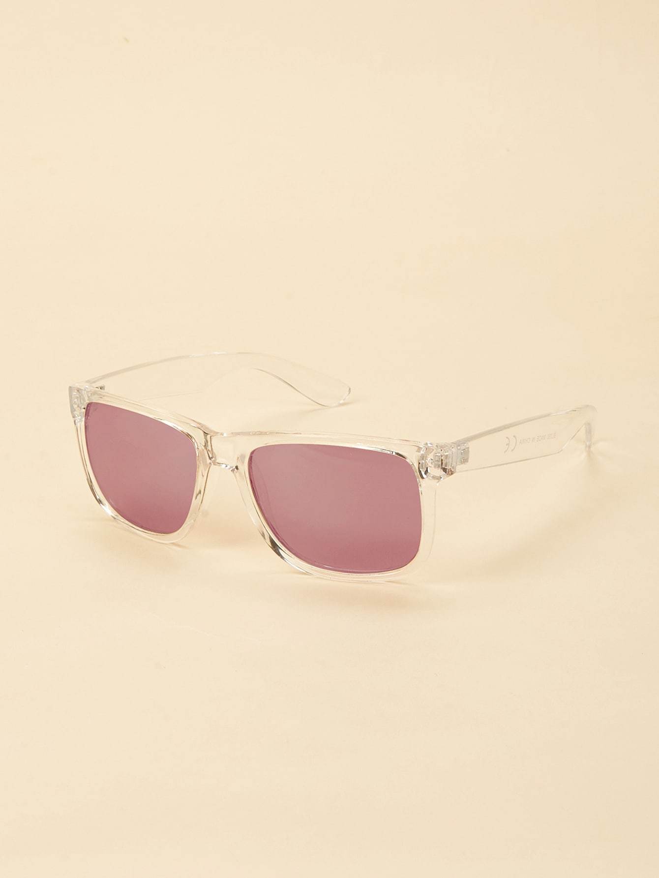 Boho Pink Transparent Frame Tinted Lens Sunglasses
