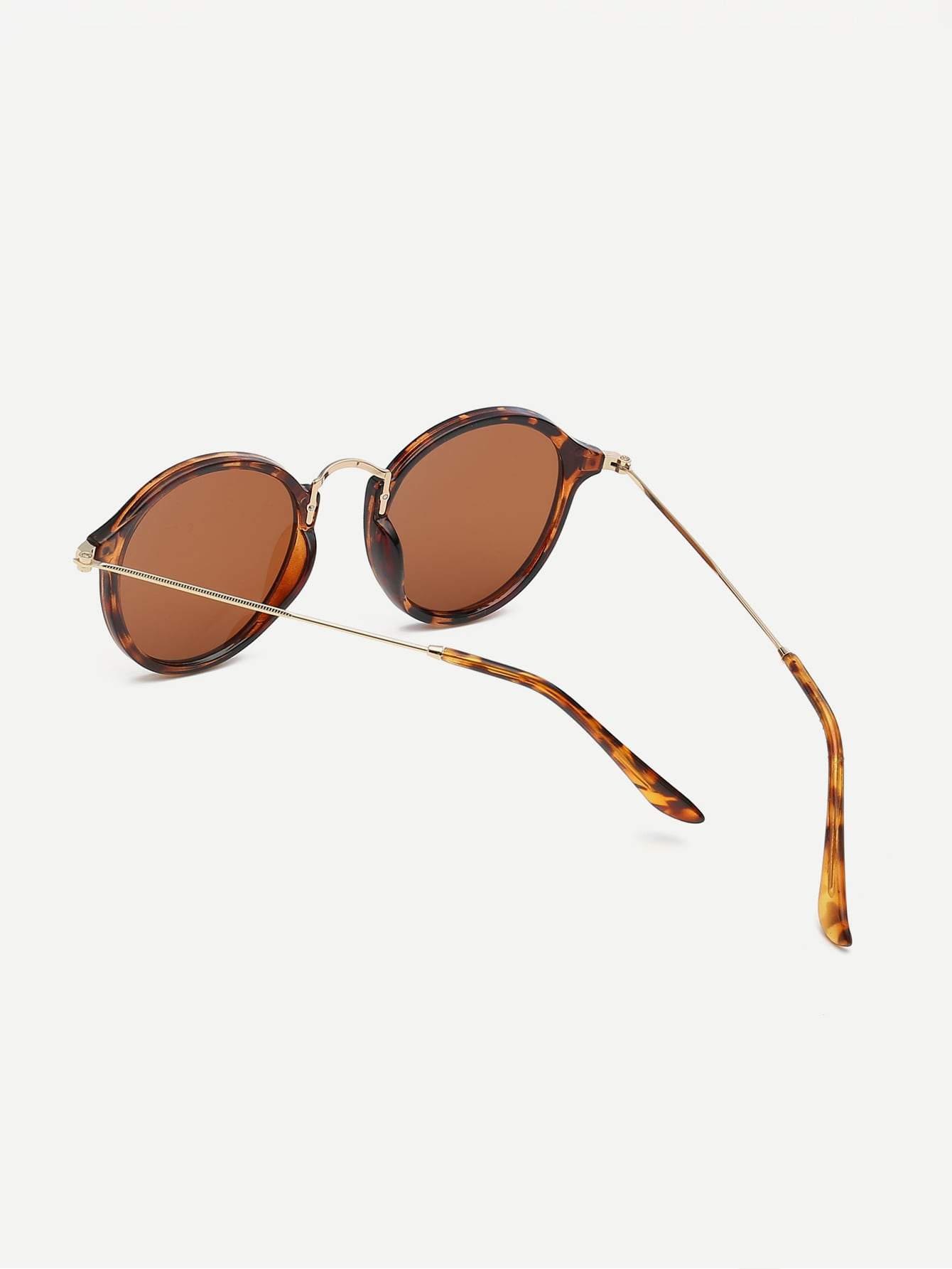 Brown Round Tortoiseshell Frame Round Lens Sunglasses