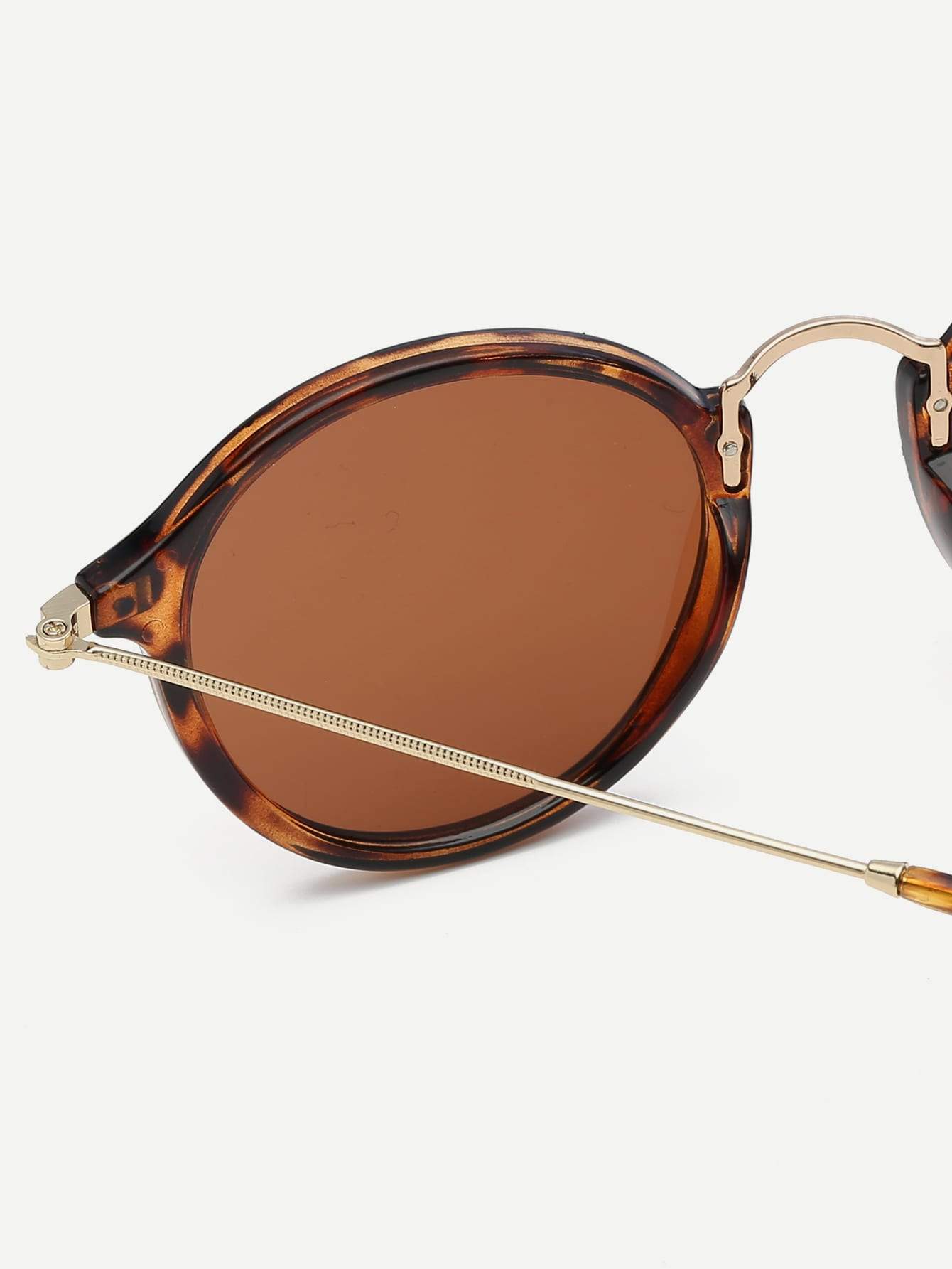 Brown Round Tortoiseshell Frame Round Lens Sunglasses