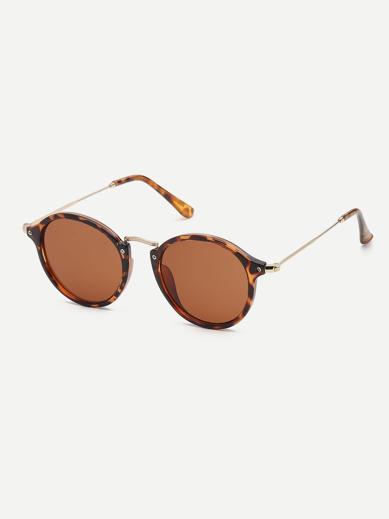 Brown Round Tortoiseshell Frame Round Lens Sunglasses