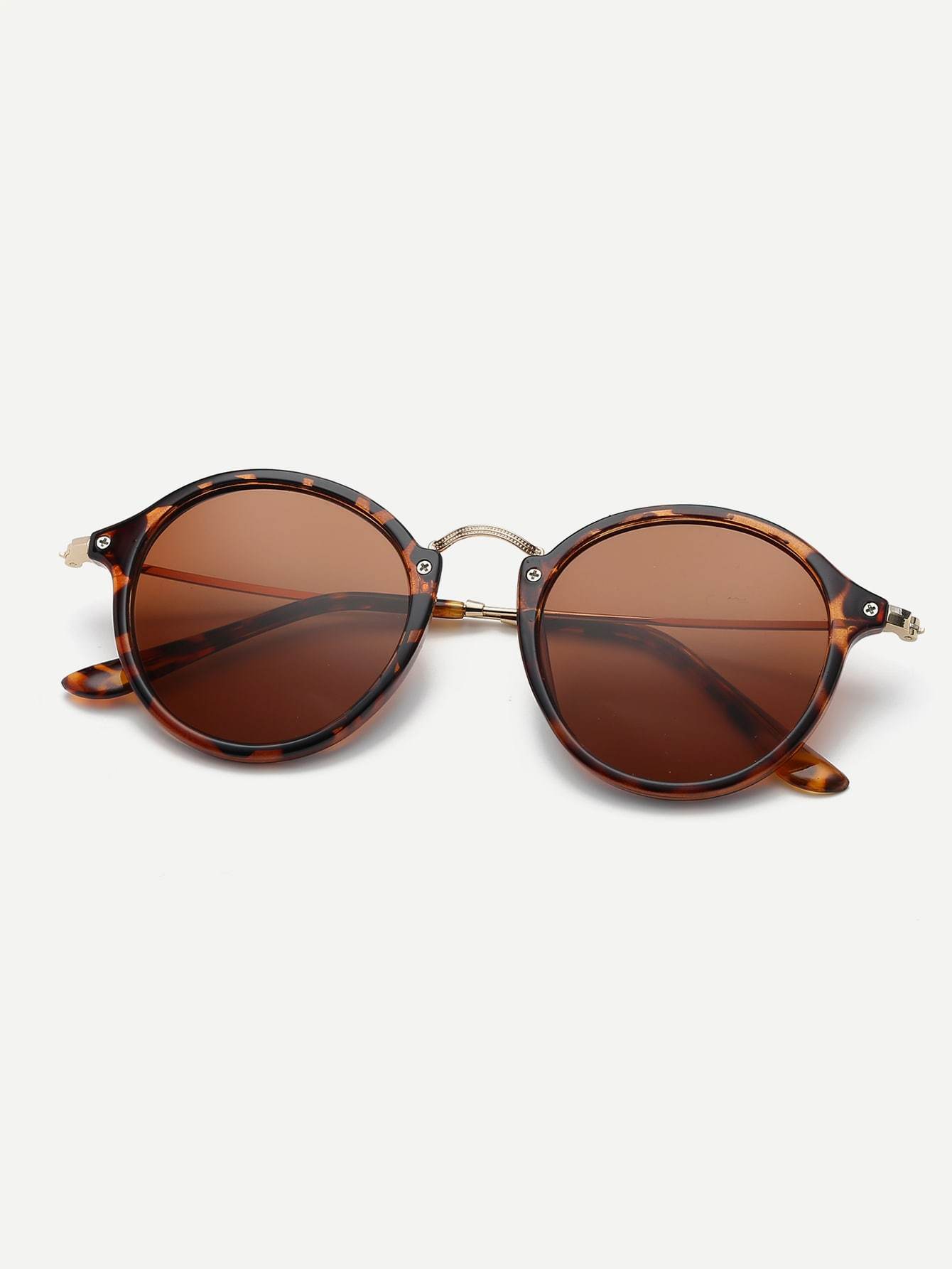 Brown Round Tortoiseshell Frame Round Lens Sunglasses