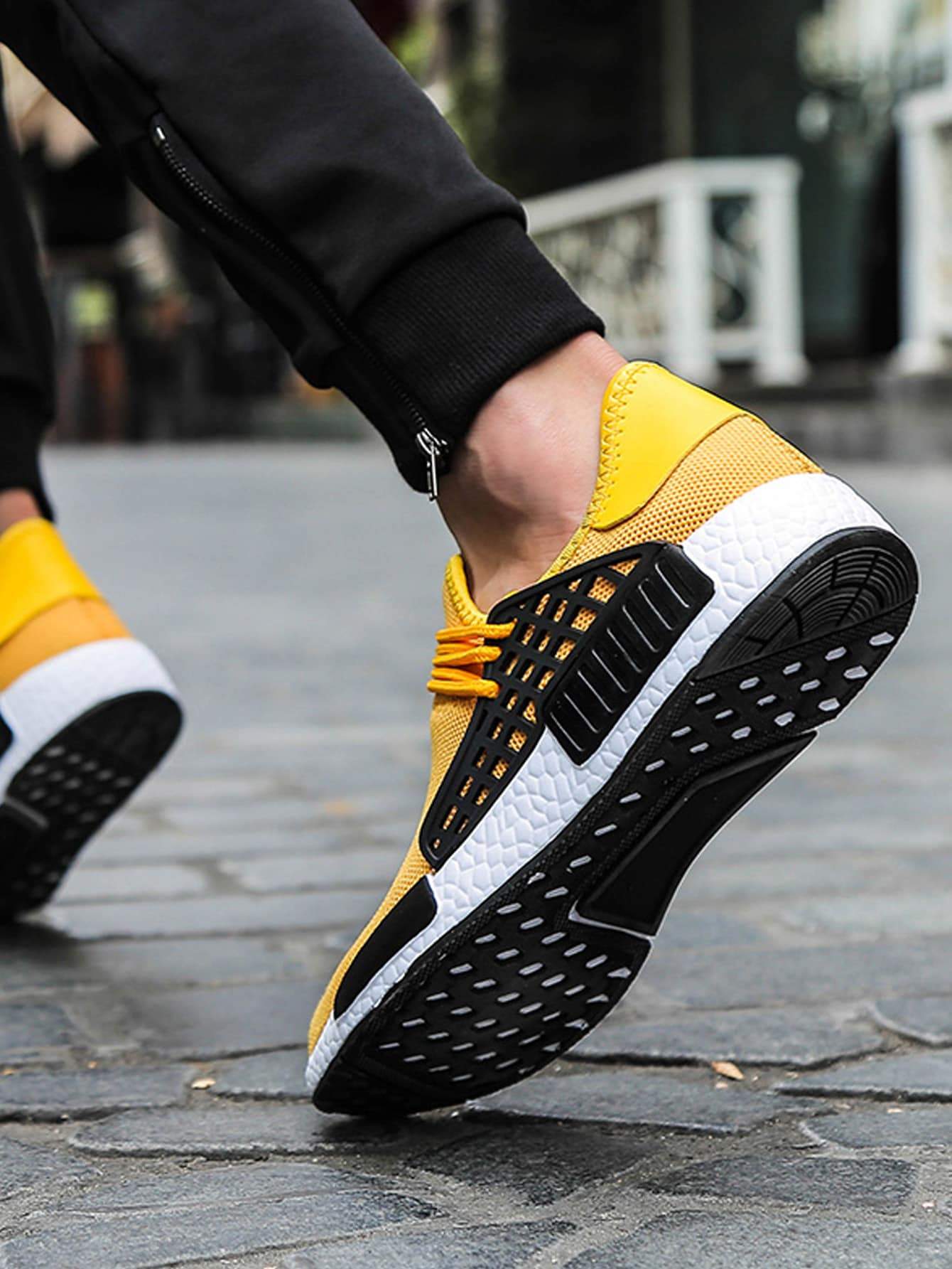 Yellow Slip On Mesh Sneakers