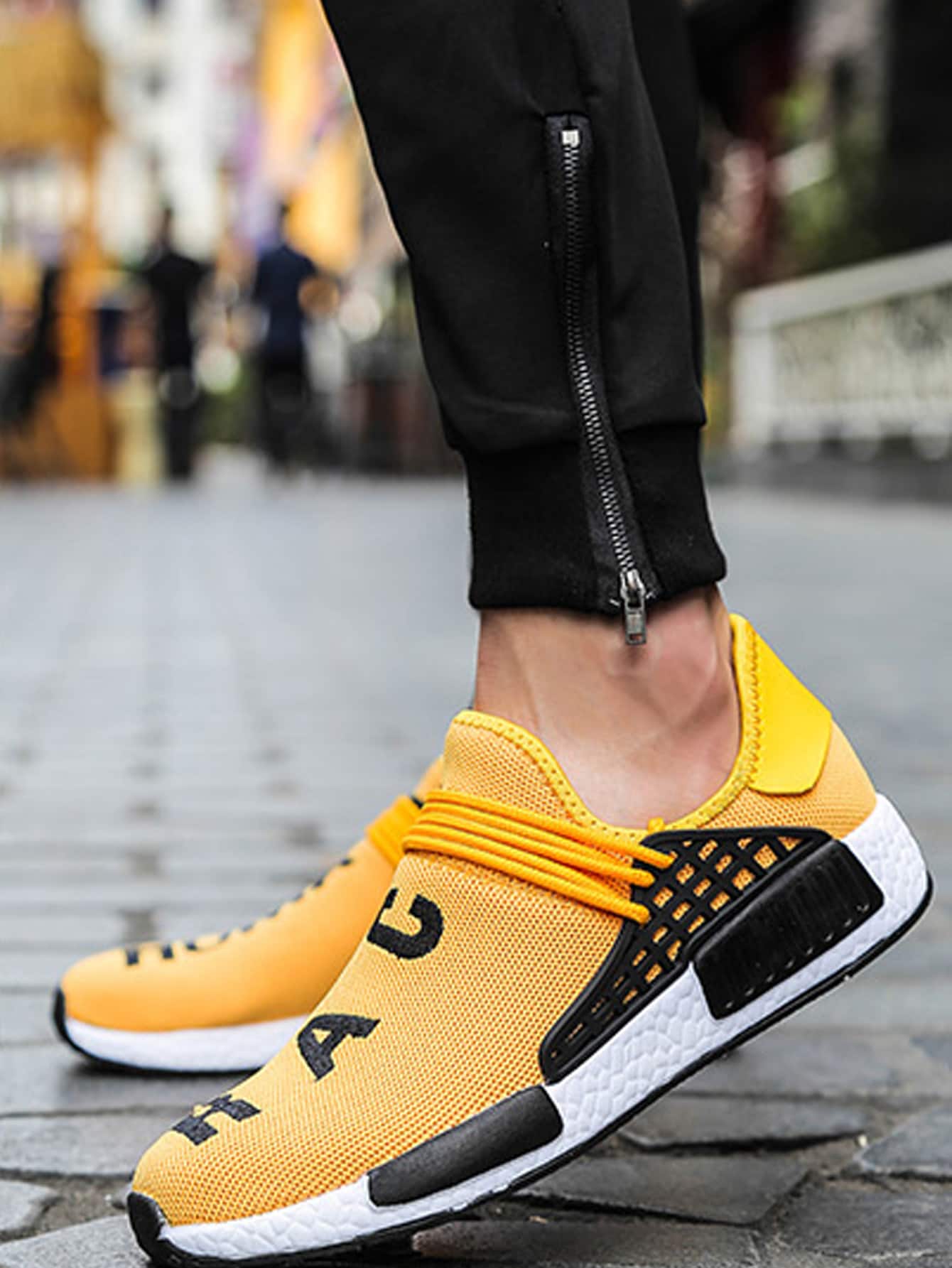 Yellow Slip On Mesh Sneakers