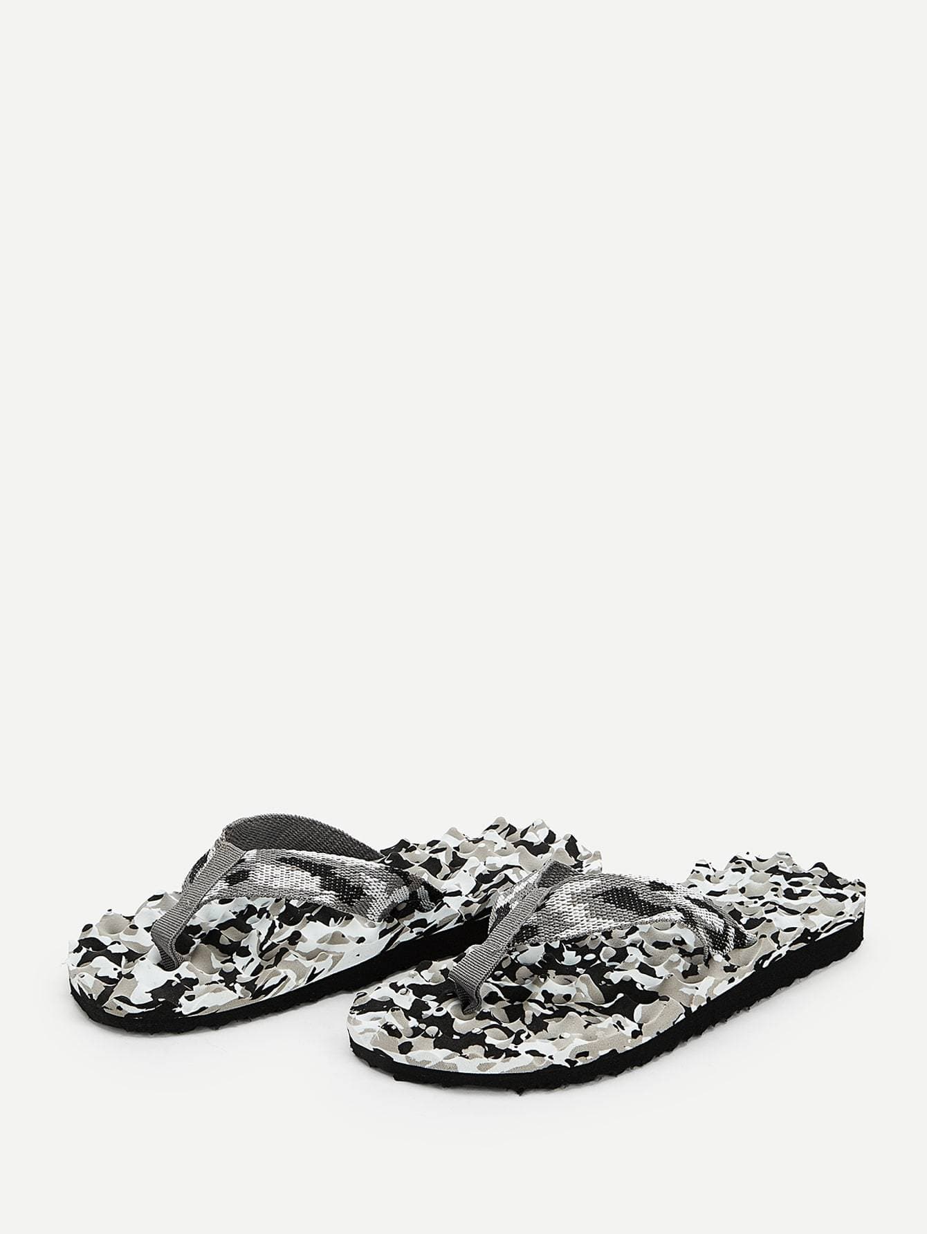 Grey Toe Post Massage Flip Flops