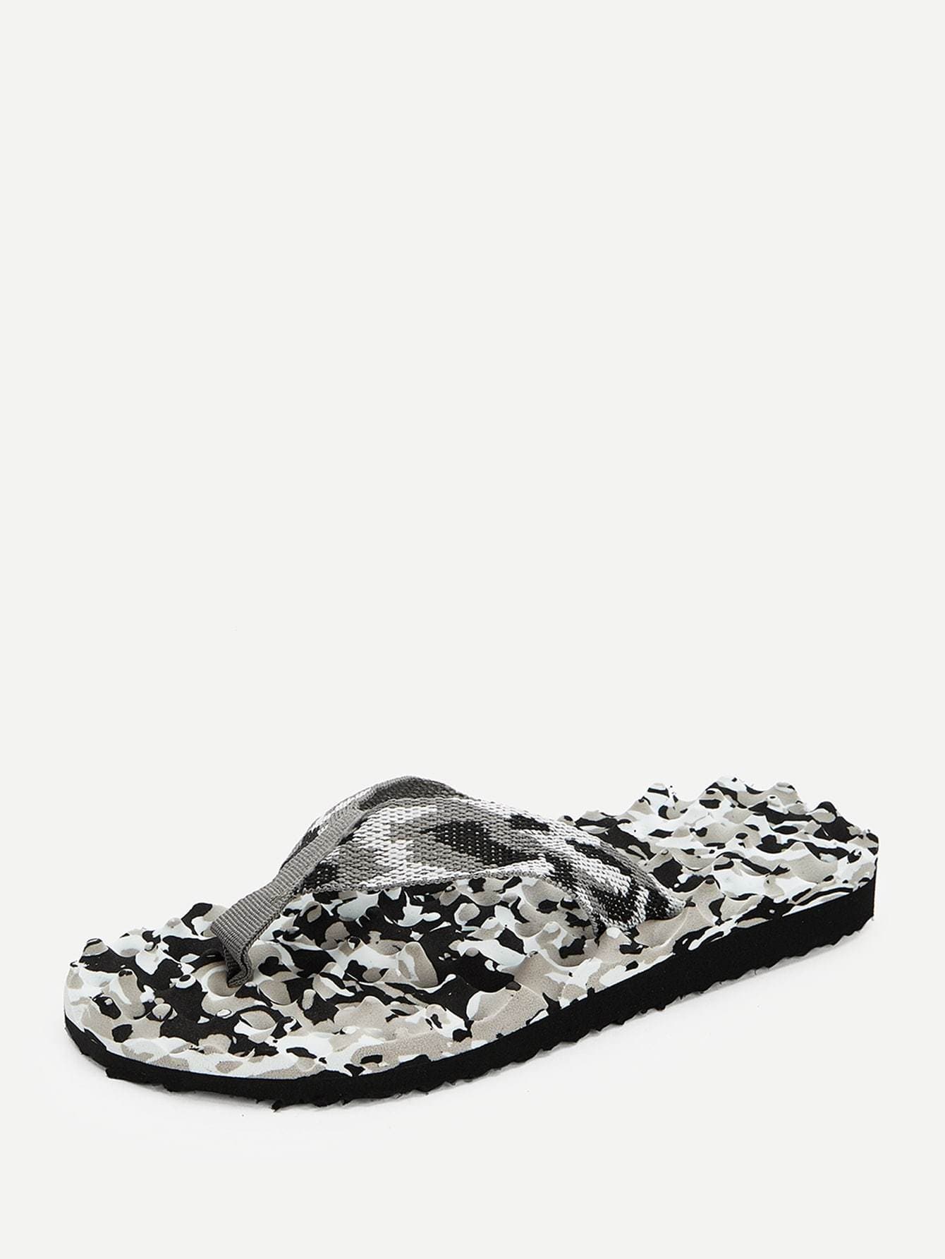 Grey Toe Post Massage Flip Flops