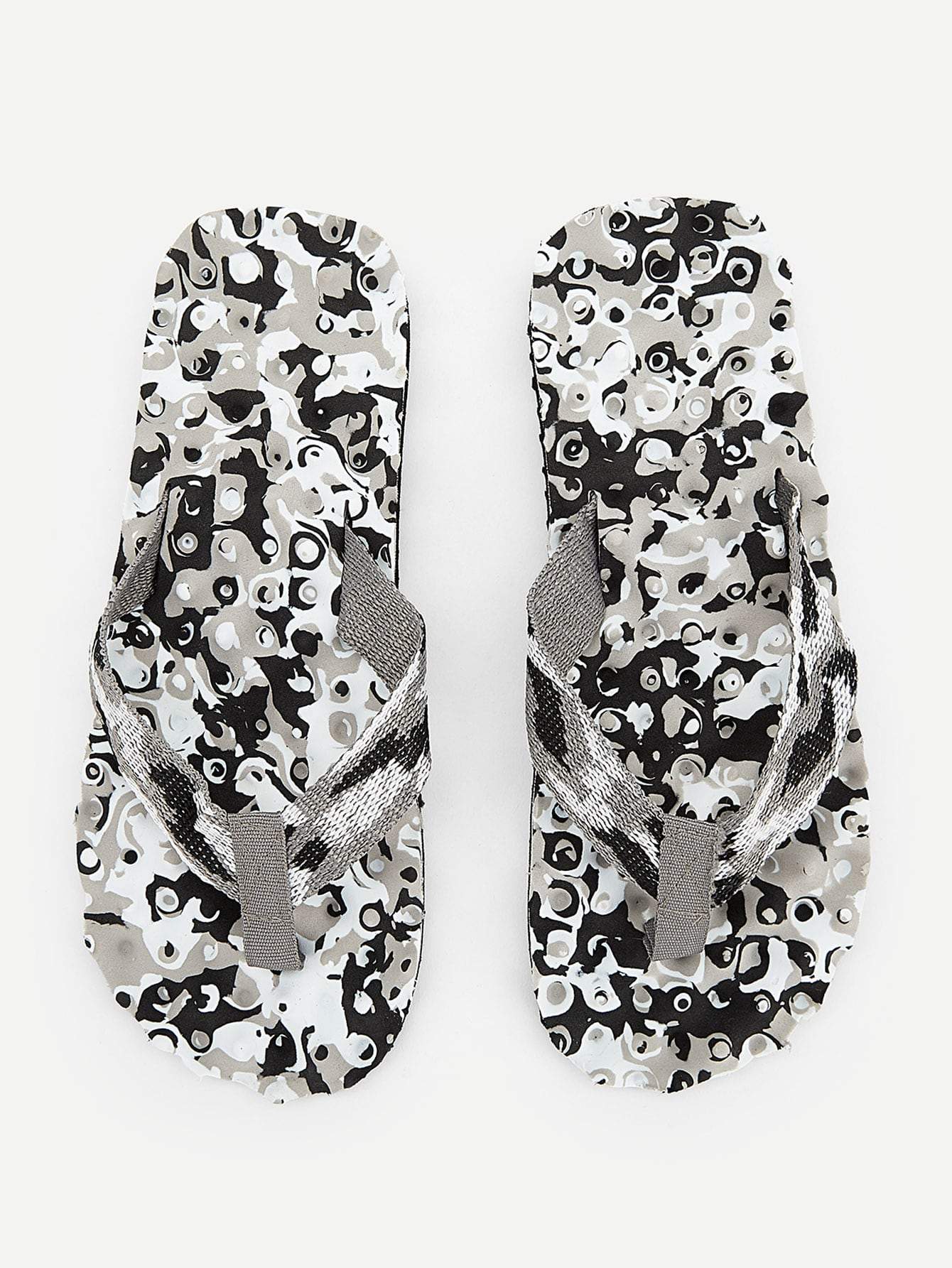 Grey Toe Post Massage Flip Flops