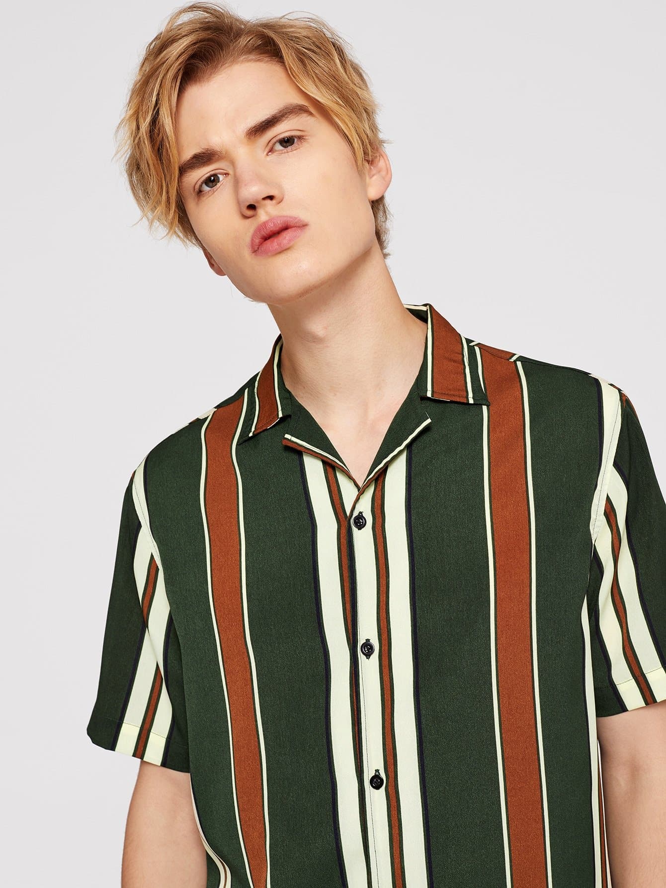 Short Sleeve Colorful Striped Shirt