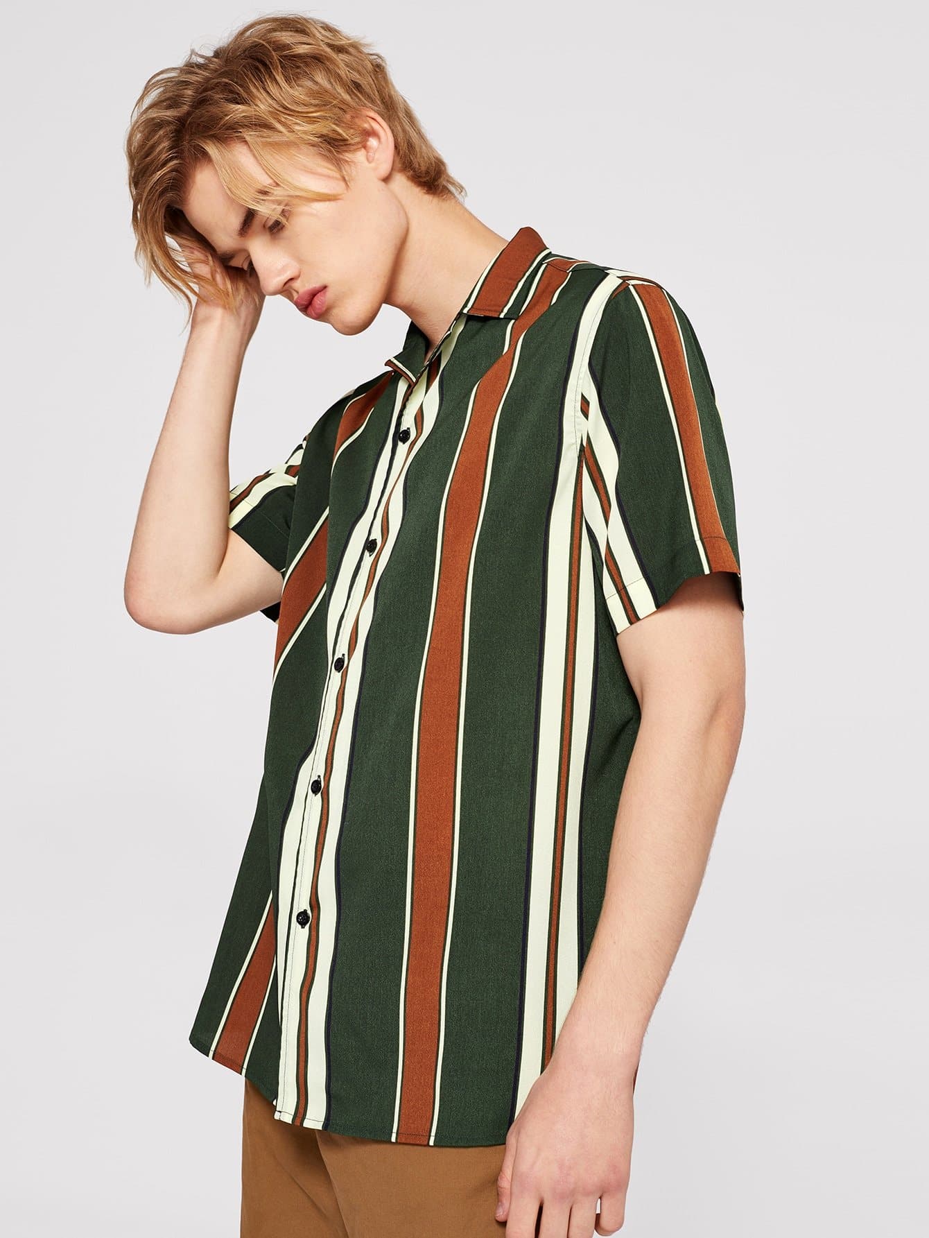 Short Sleeve Colorful Striped Shirt