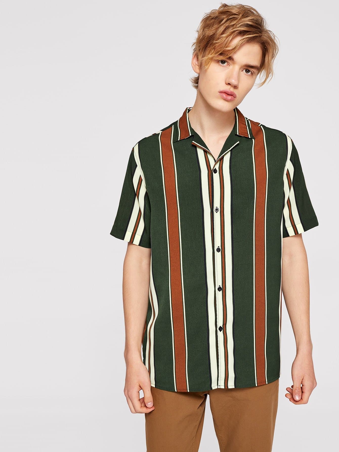 Short Sleeve Colorful Striped Shirt