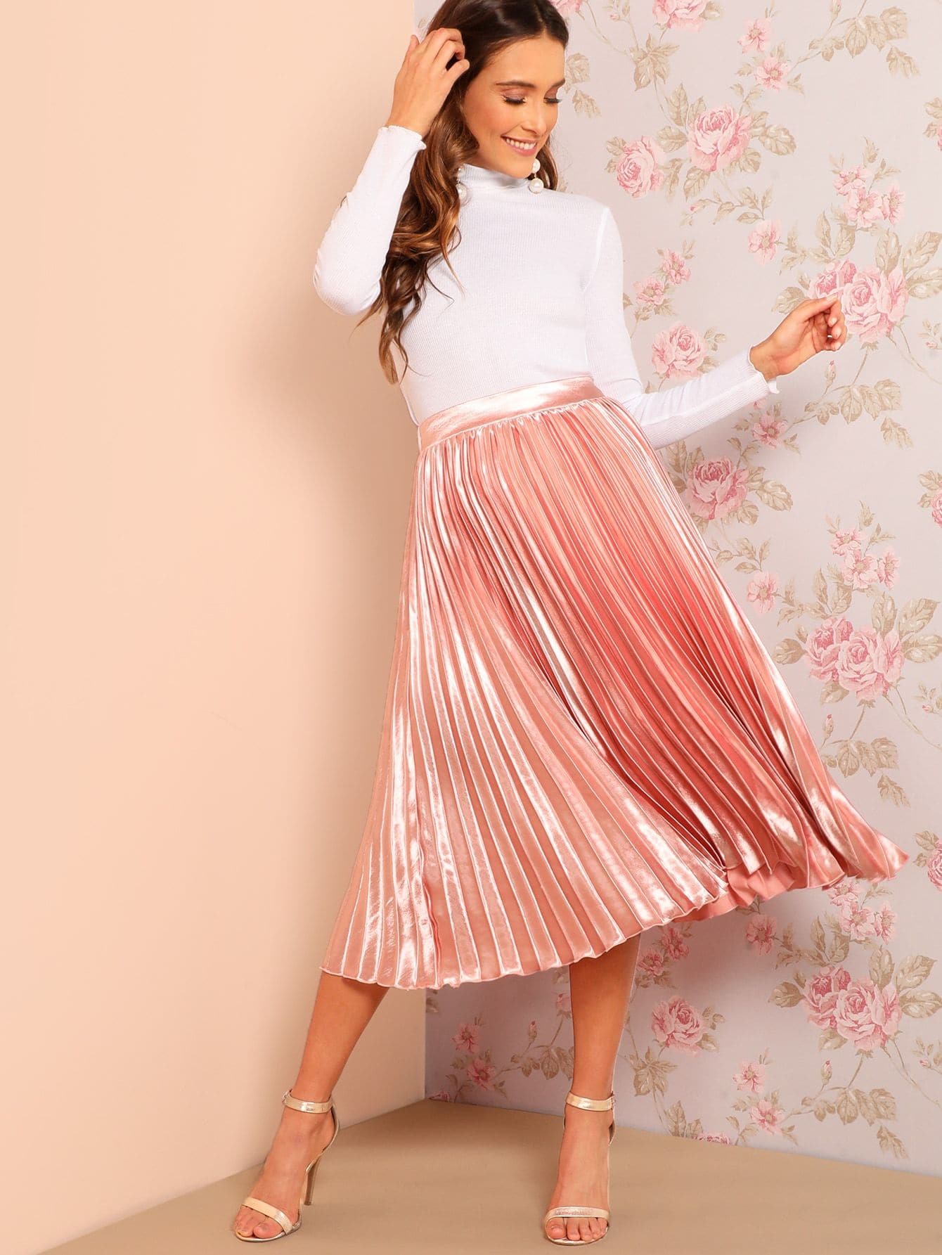 White Long Sleeve Turtleneck Waffle Knit Fitted Top