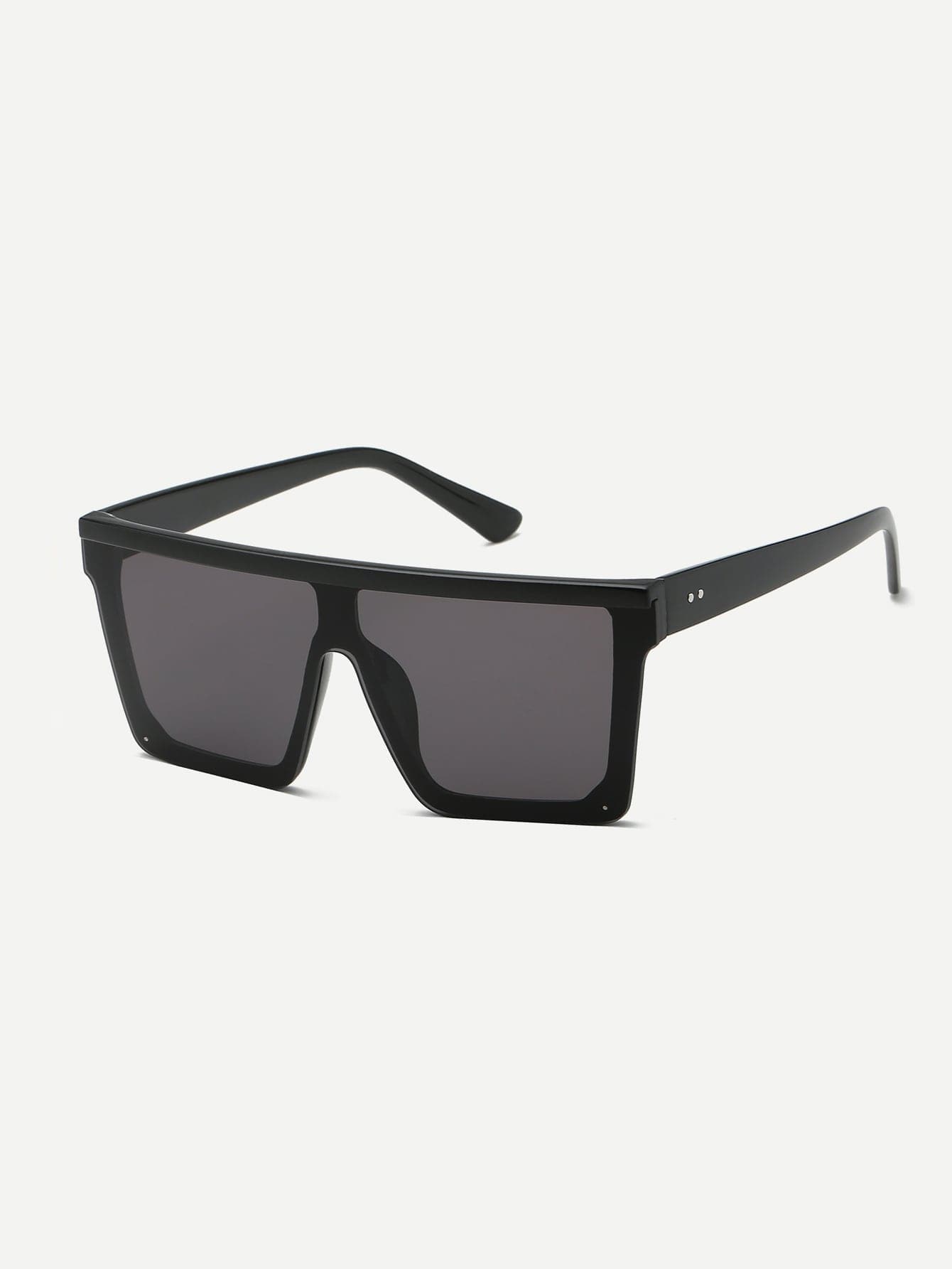 Black Plain Frame Flat Top Sunglasses