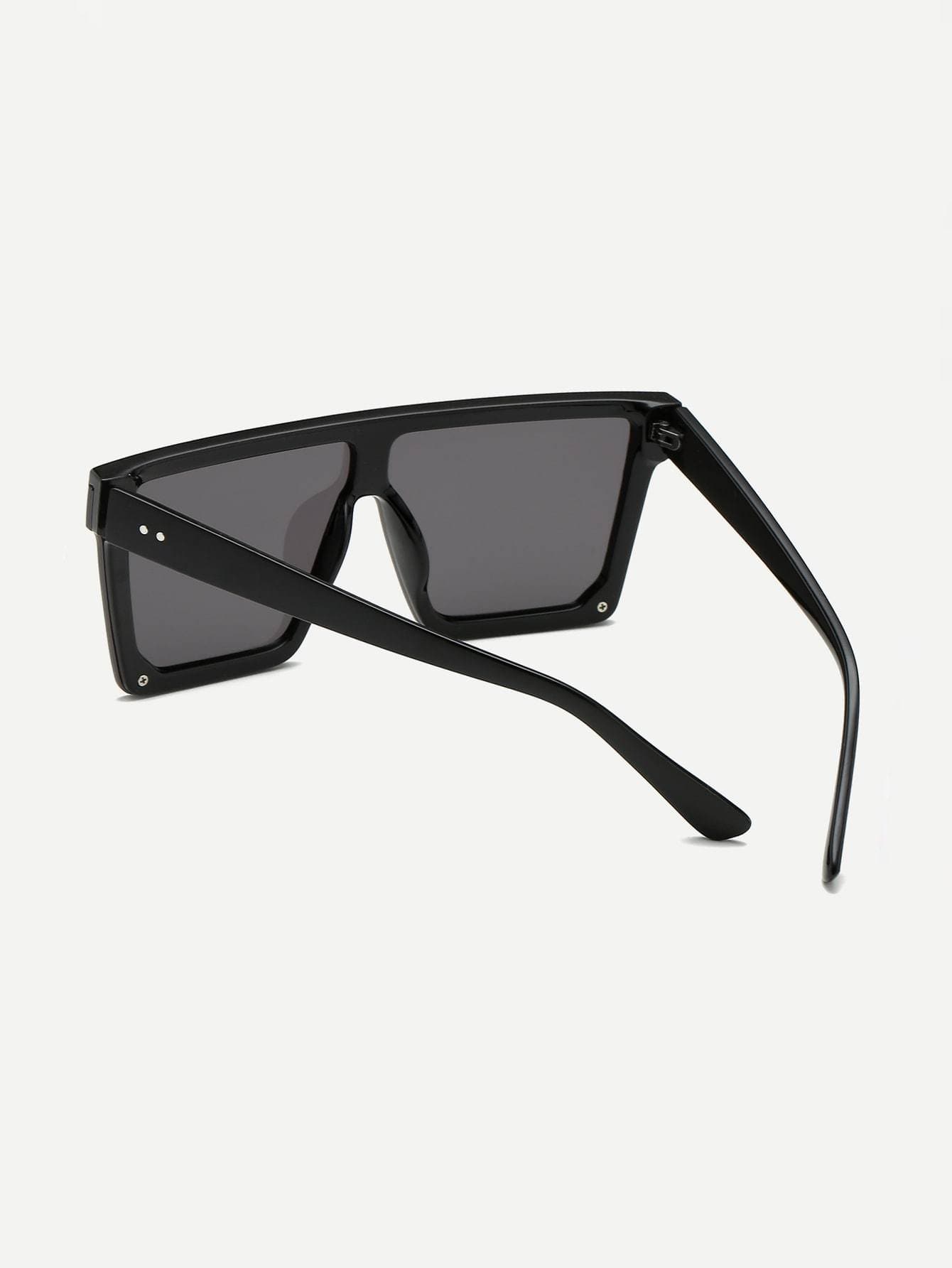 Black Plain Frame Flat Top Sunglasses