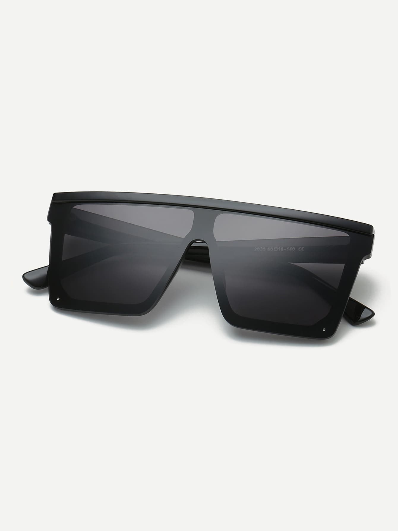 Black Plain Frame Flat Top Sunglasses