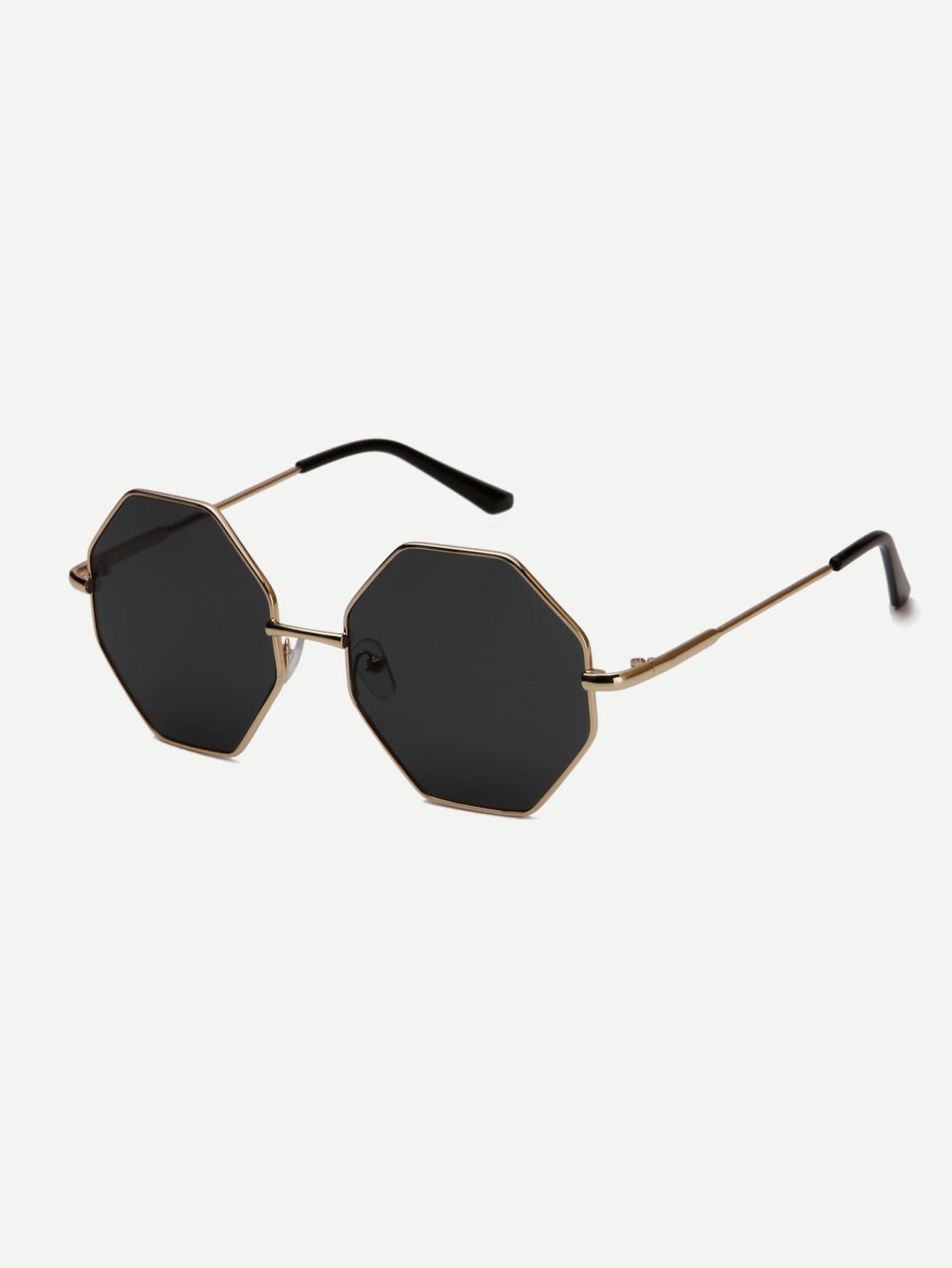 Men Metal Frame Polygon Lens Sunglasses
