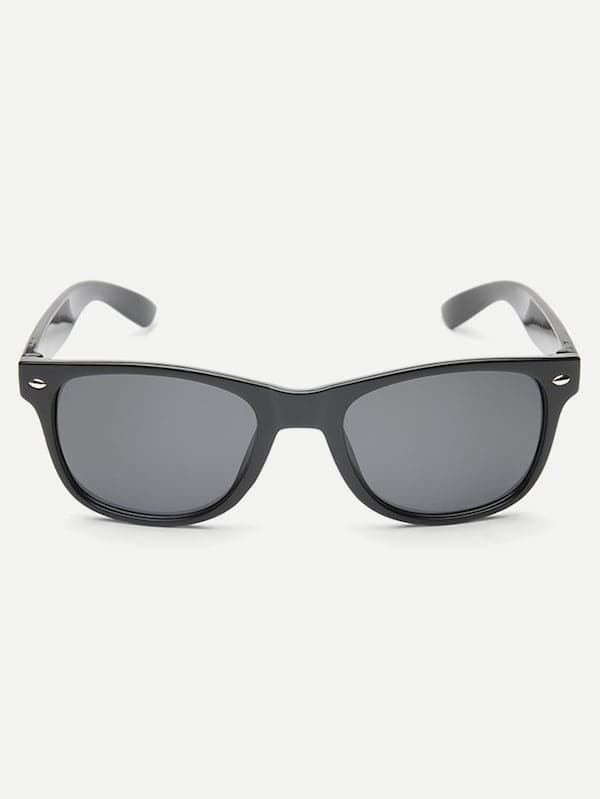 Black Basic Metal Detail Sunglasses