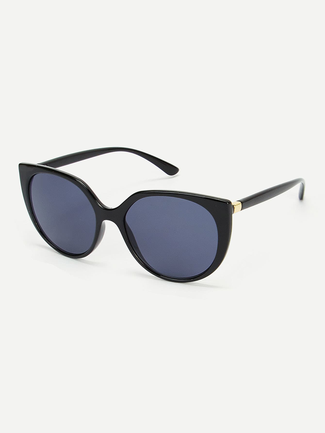 Black Metal Detail Flat Lens Sunglasses