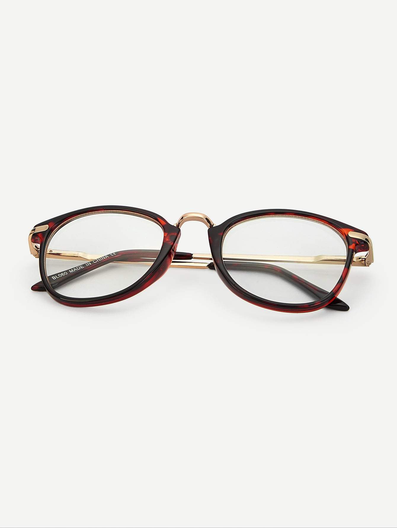 Metal Detail Tortoiseshell Frame Glasses