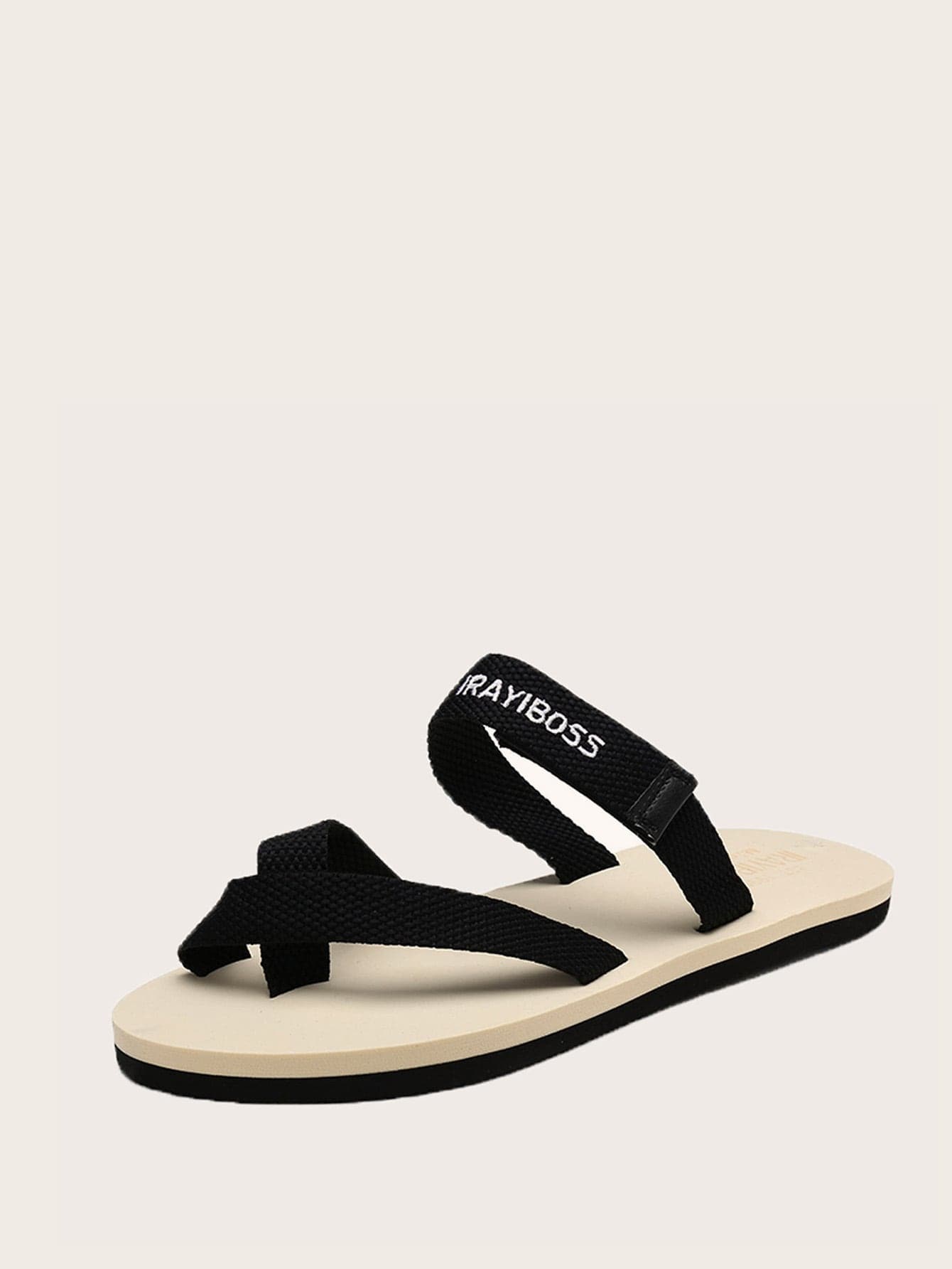 Open Toe Ring Embroidered Sandals